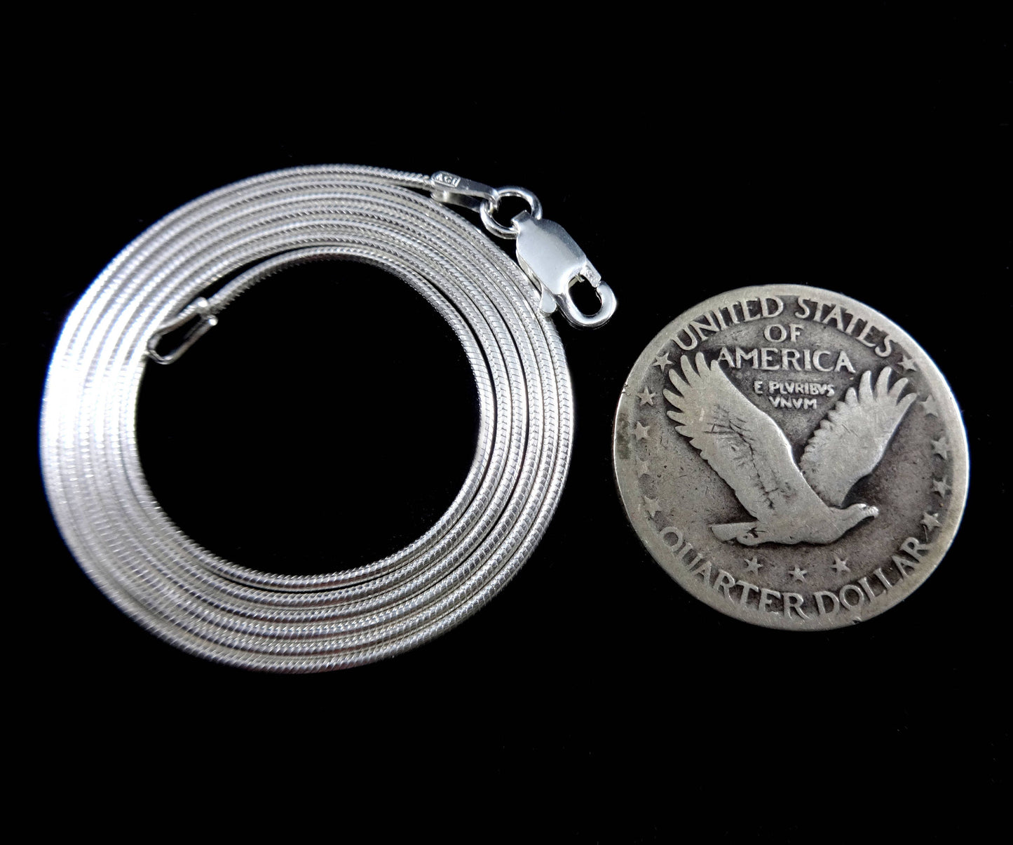 1.1MM Solid 925 Sterling Silver Women's Italian Round Snake Chain Necklace, Made in Italy, Lengths: 16" 18" 20" 22" 24" 26" or 30" Inches