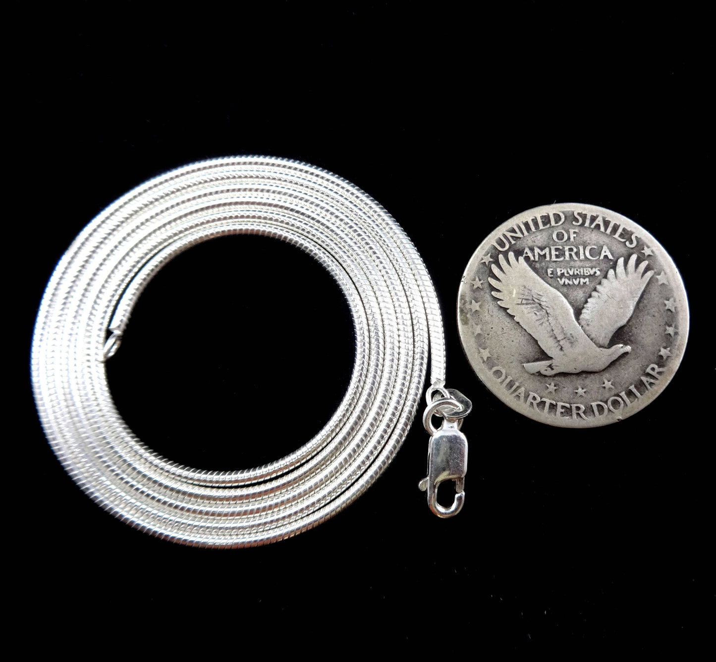 1.5MM Solid 925 Sterling Silver Italian Round Snake Chain Necklace or Bracelet, Made in Italy, Lengths: 7 16 18 20 24 26 28 or 30" Inches