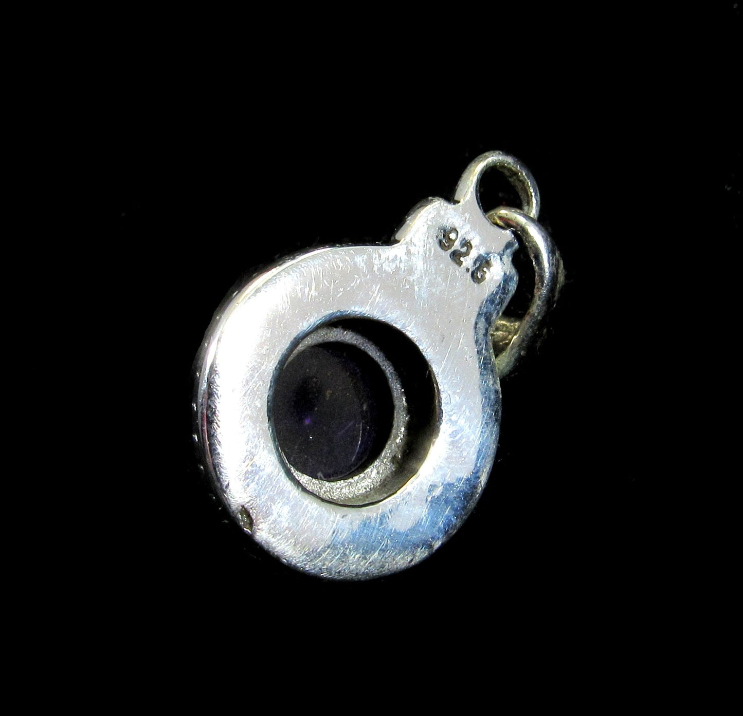 Handcrafted Solid 925 Sterling Silver Braided Wreath Round Genuine Amethyst Cabochon Gemstone Pendant