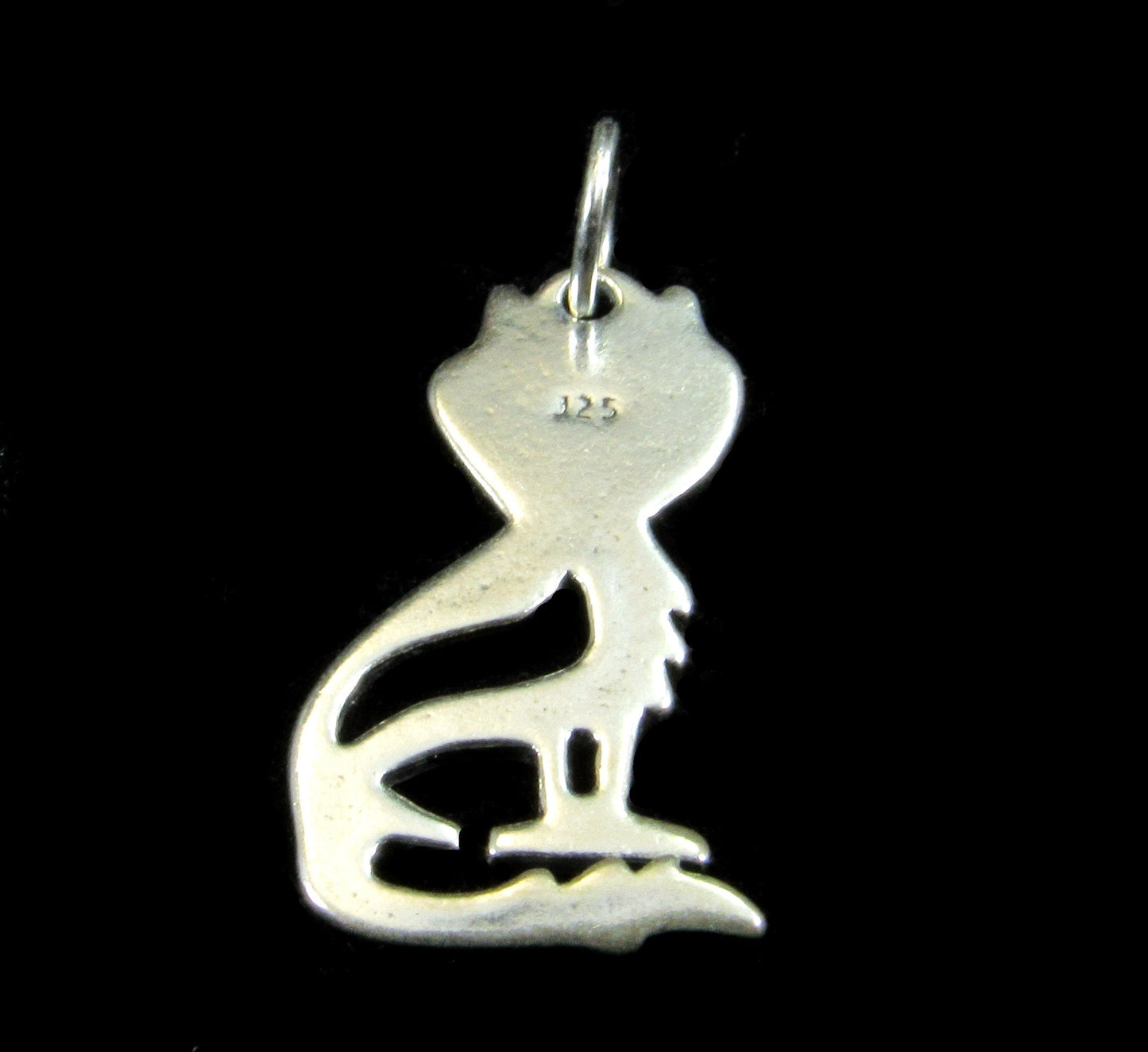 Solid 925 Sterling Silver Whimsical Cartoon Kitty Cat Pendant Feline Charm