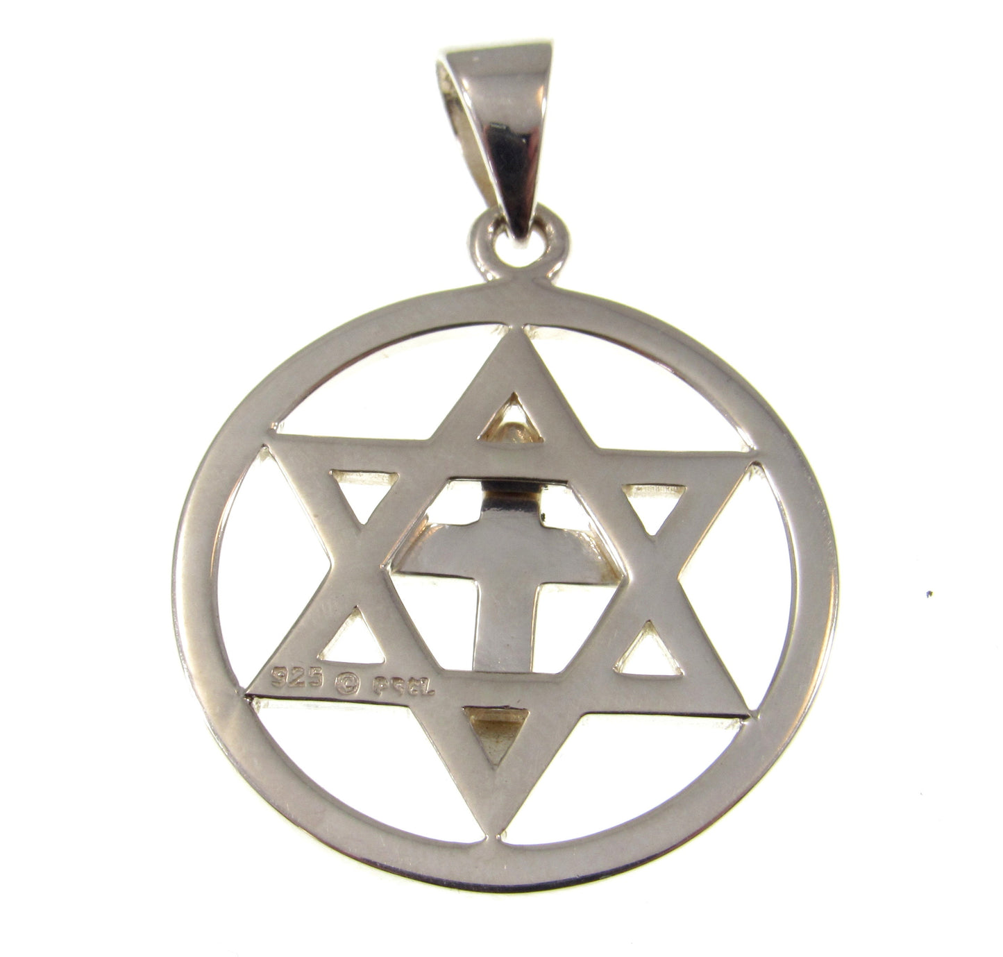 Solid 925 Sterling Silver Star of David Christian Cross Pendant, Messianic Jewish Religious Symbol