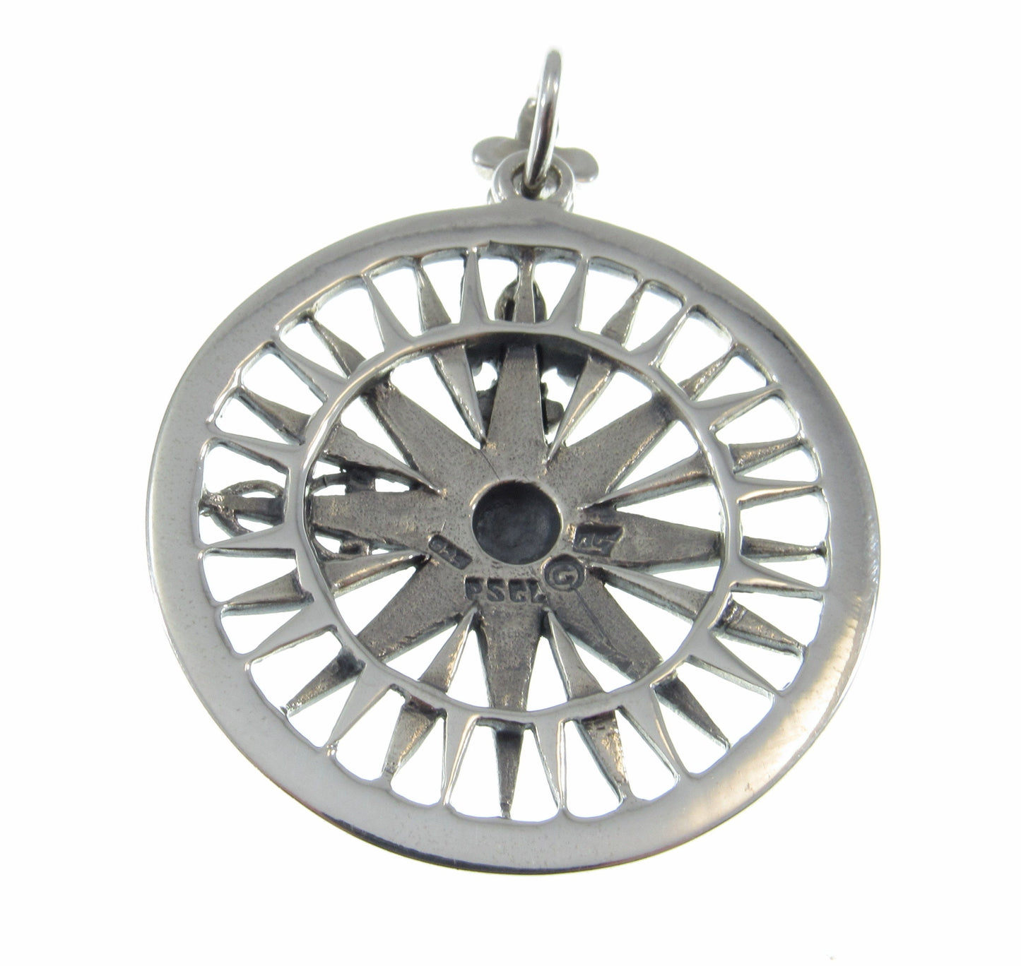 Solid 925 Sterling Silver Rose Compass Pendant, Celtic Tradition Talisman, Fleur De Lis Amulet, Nautical Marine Ocean Jewelry