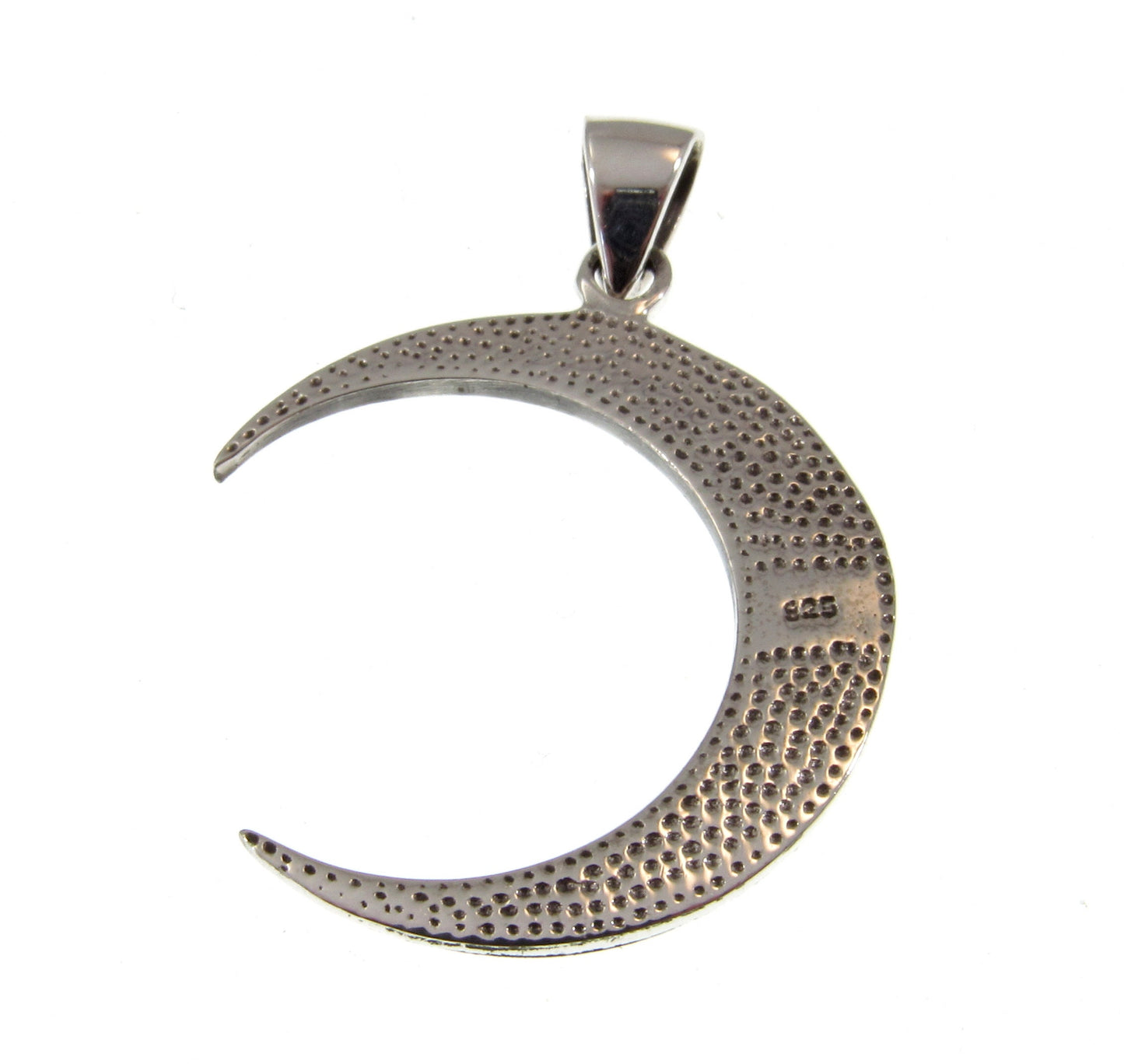 Solid 925 Sterling Silver Celtic Waning Crescent Half Moon Pendant, Handcrafted Wicca Crone Symbol Amulet