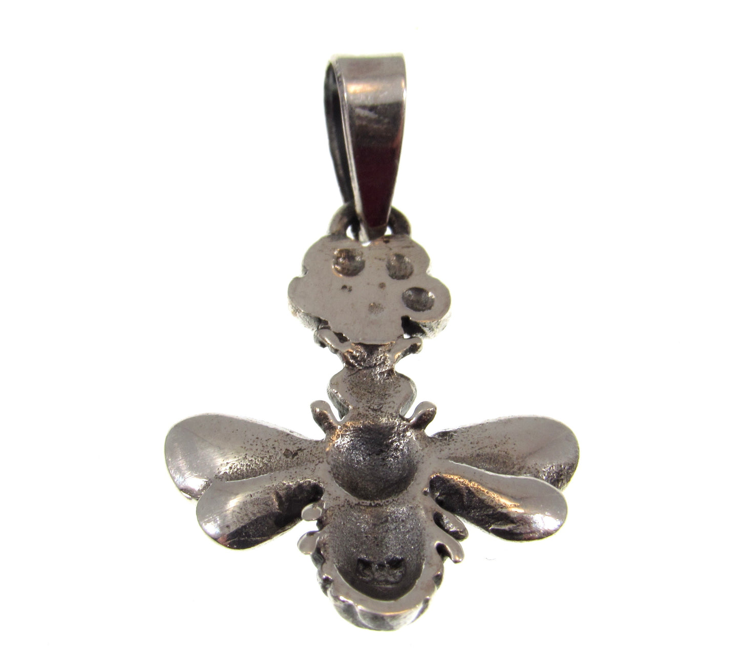 Solid 925 Sterling Silver Bee Pendant with Flower – Nature-Inspired Honeybee Charm, Botanical Jewelry for Garden Lovers