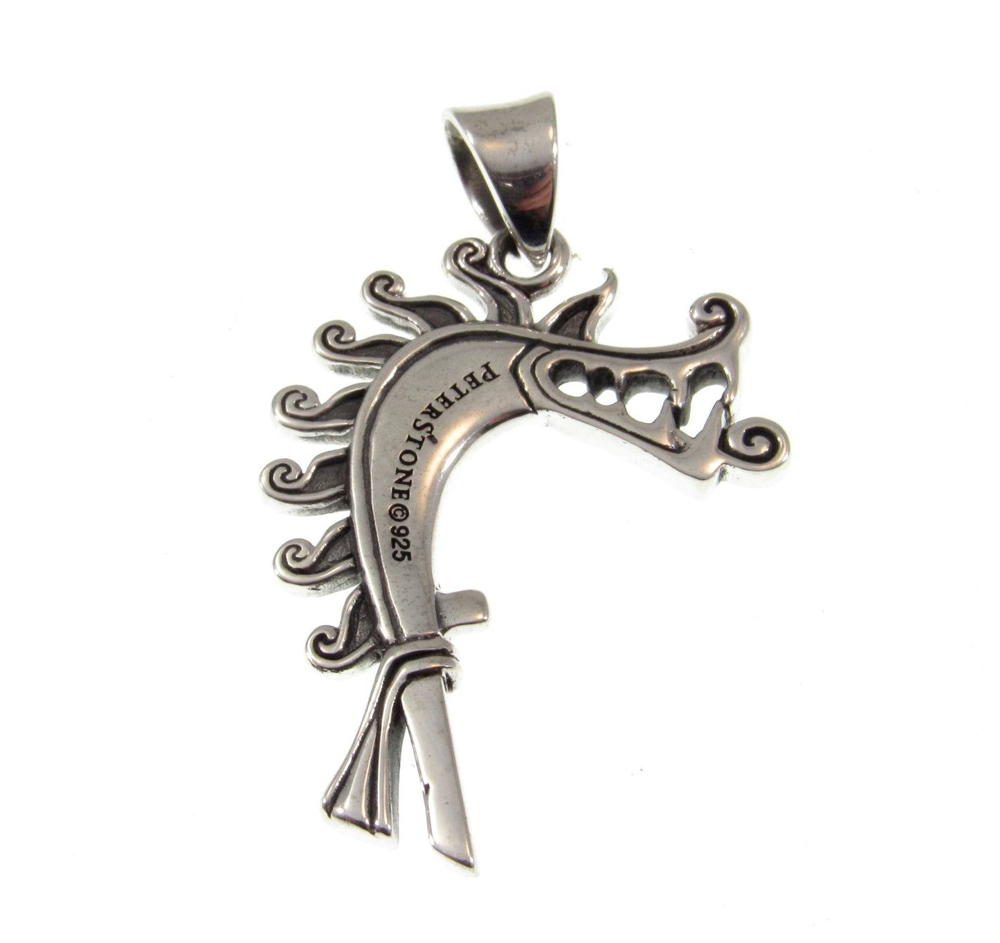 Solid 925 Sterling Silver Viking Age Dragon of Birka Pendant, Ship's Prow Head