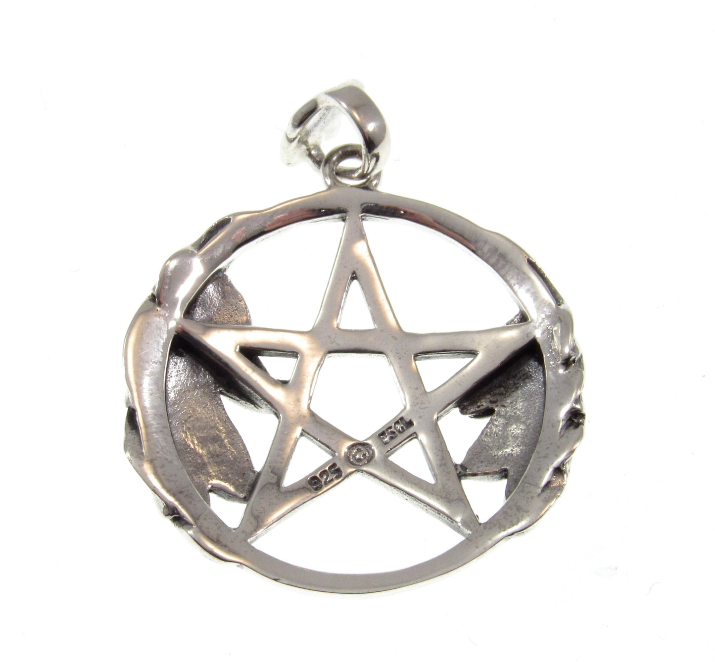 Solid 925 Sterling Silver Oak Leaf Pentacle, Handcrafted Protection Pentagram Amulet, Pagan Wicca Talisman
