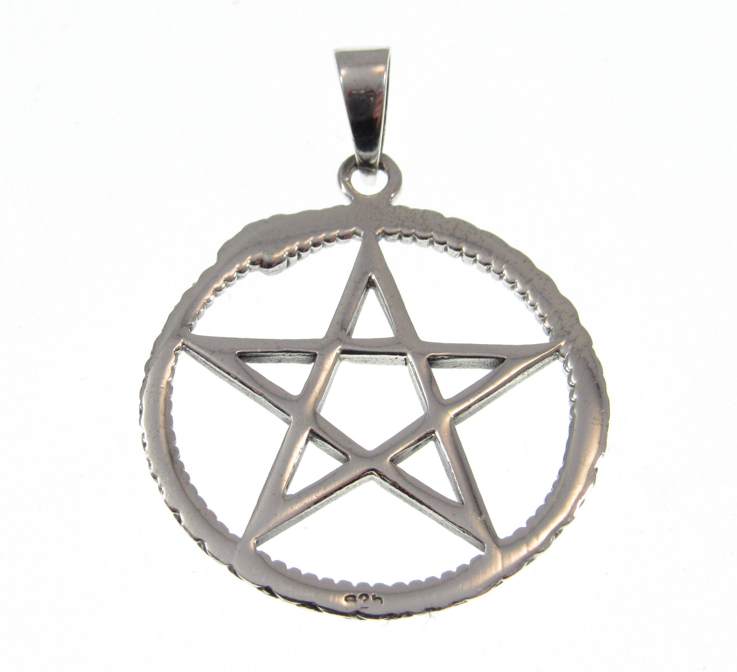 Solid 925 Sterling Silver Ouroboros Pentagram Pendant, Wiccan Protection Pentacle Amulet, Pagan Jewelry