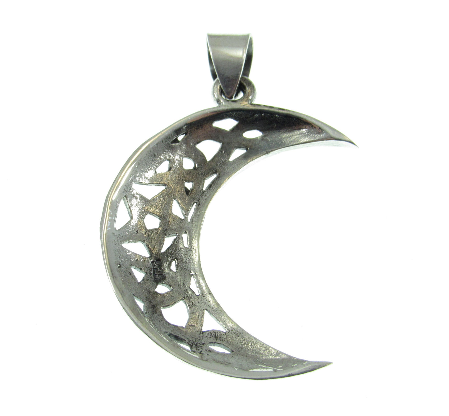 Solid 925 Sterling Silver Crescent Moon Pendant – Celtic Knot Pentagram Amulet – Wiccan Pagan Witch Jewelry – Silver Moon Necklace Charm