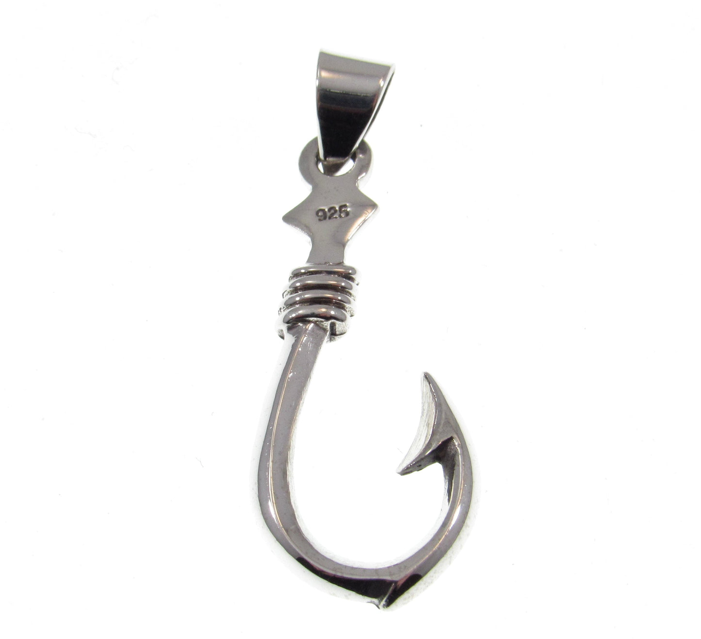Solid 925 Sterling Silver Fish Hook Pendant – Nautical Necklace Pendant, Fisherman Jewelry, Ocean Lover Gift, Handcrafted Silver Charm