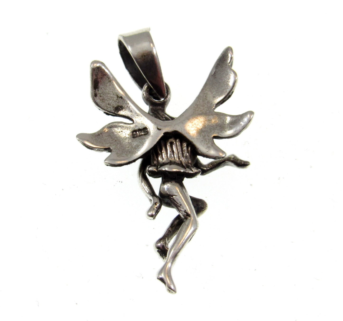 Solid 925 Sterling Silver Magical Nude Fairy Pendant, Handcrafted Mythological Naked Faerie Charm