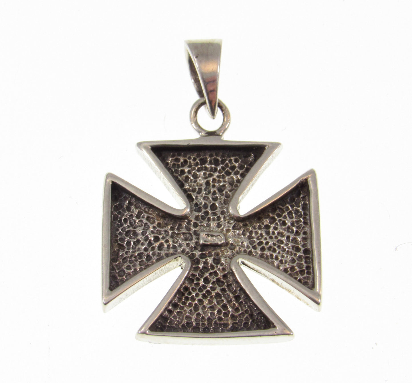 Solid 925 Sterling Silver Iron Cross Pendant