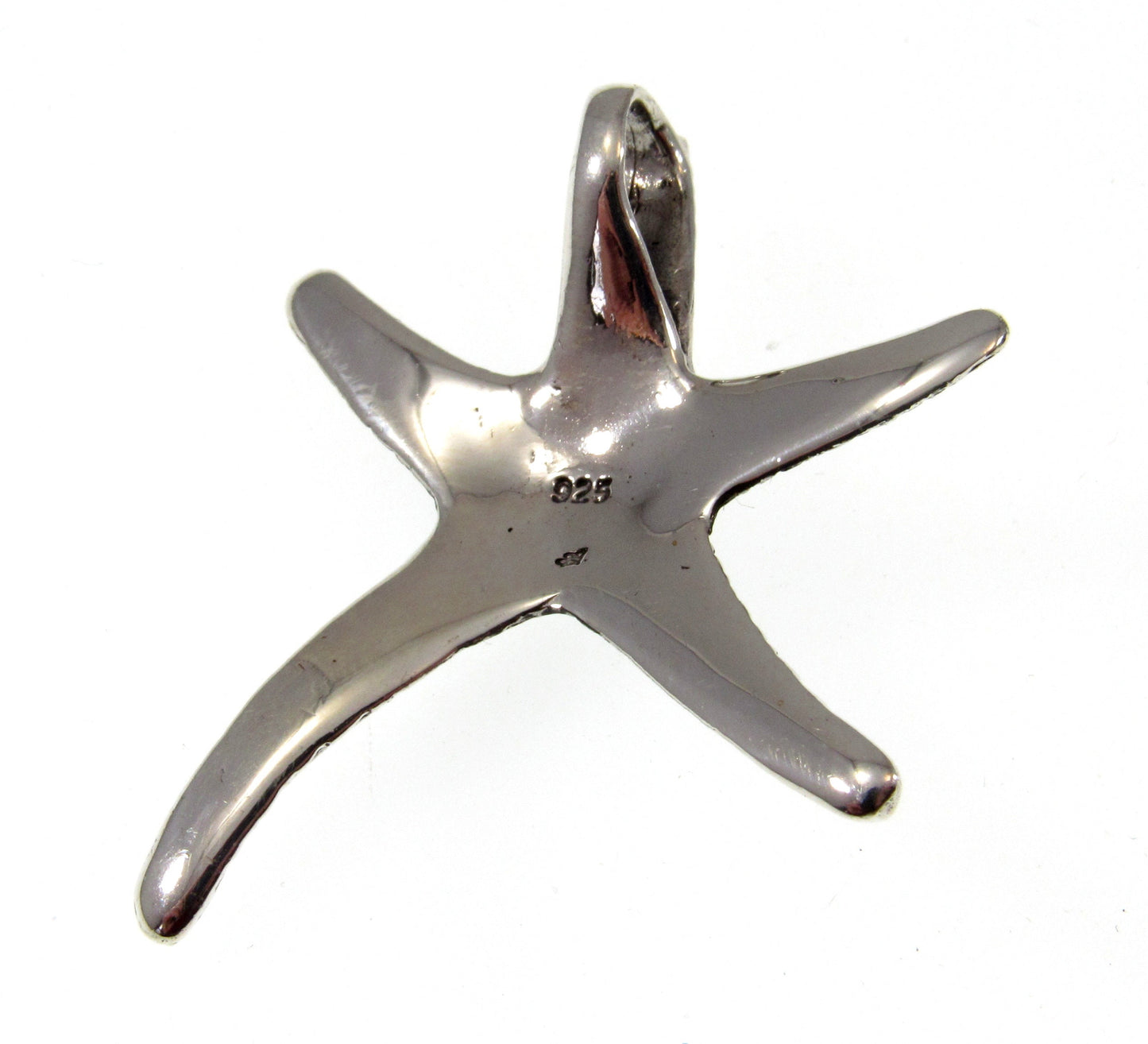 Solid 925 Sterling Silver Textured Starfish Slide Pendant, Ornate Sea Star, Marine, Oceanic, Beach Lovers, Oceancore and Nautical Jewelry