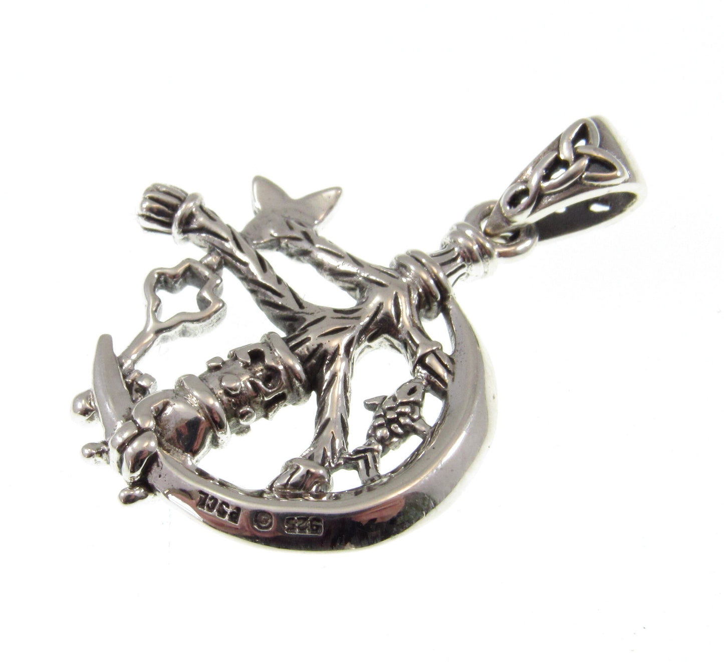 Solid 925 Sterling Silver Magickal Cimaruta Witch Charm Pendant, Pagan Protection Talisman