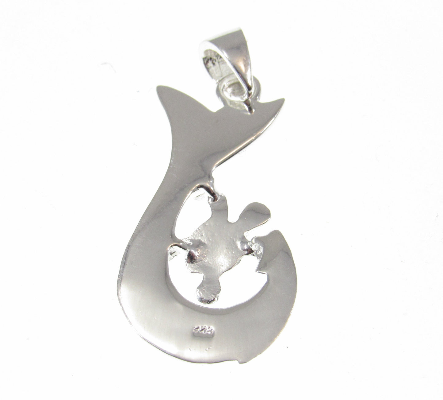 Solid 925 Sterling Silver Whale Tail Pendant with Blue or White Opal Turtle – Ocean Necklace Charm, Marine Life Jewelry, Beach Lover Gift