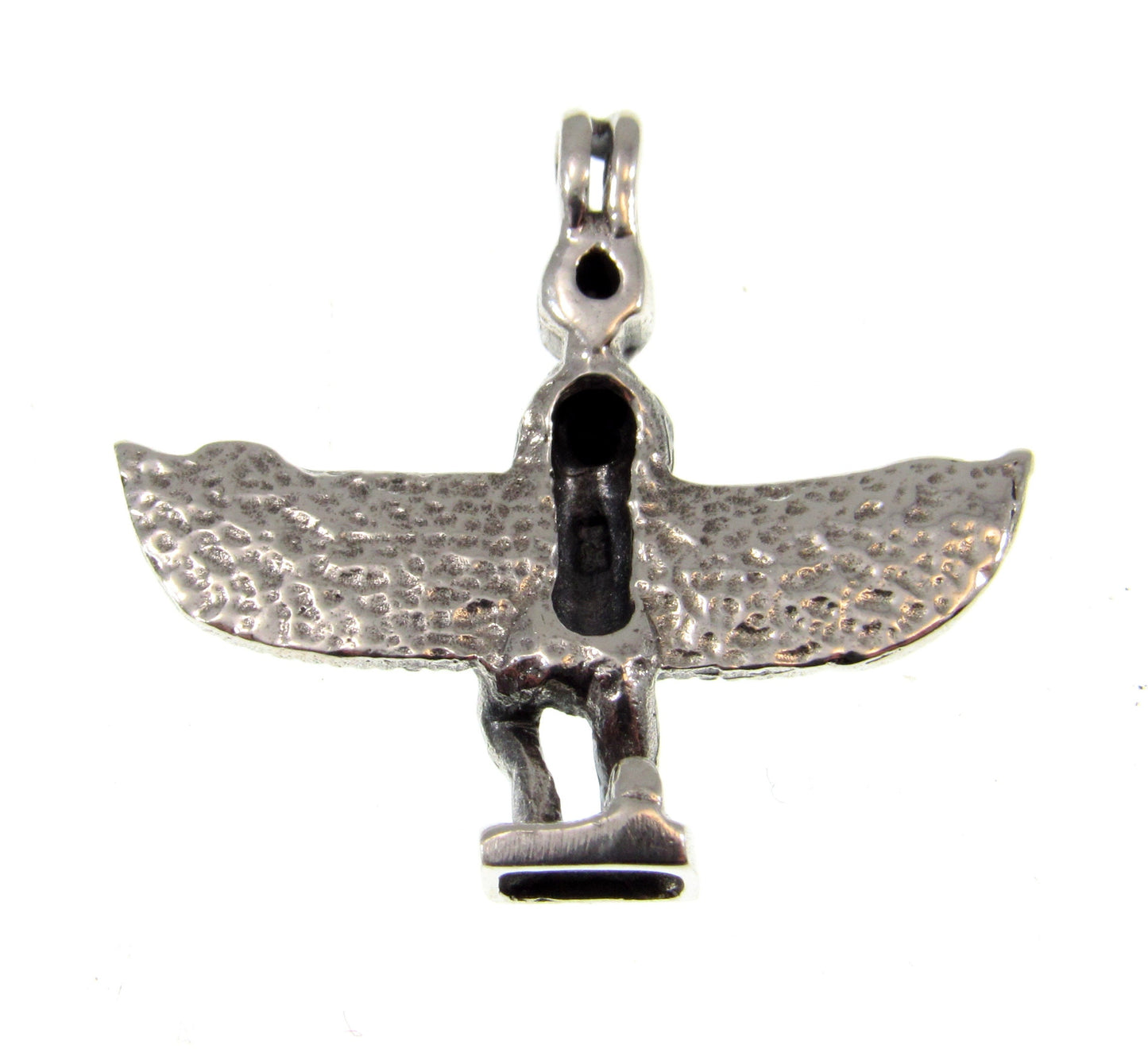 Solid 925 Sterling Silver Egyptian Bird Goddess Pendant, ISIS With Spread Wings Charm