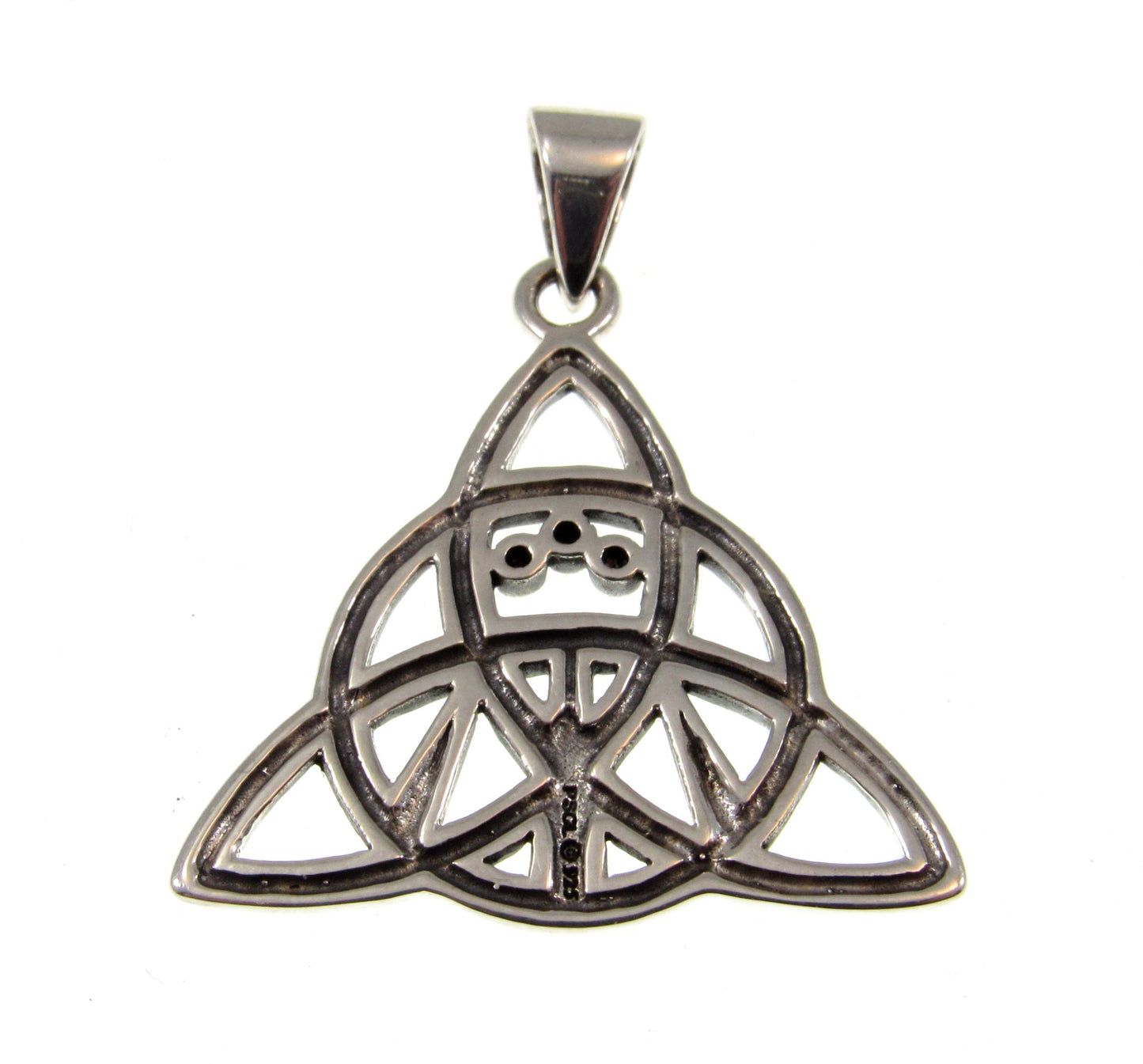 Solid 925 Sterling Silver Celtic Triquetra Knot with Awen 3 Rays of Light Pendant, Magic Threefold Amulet