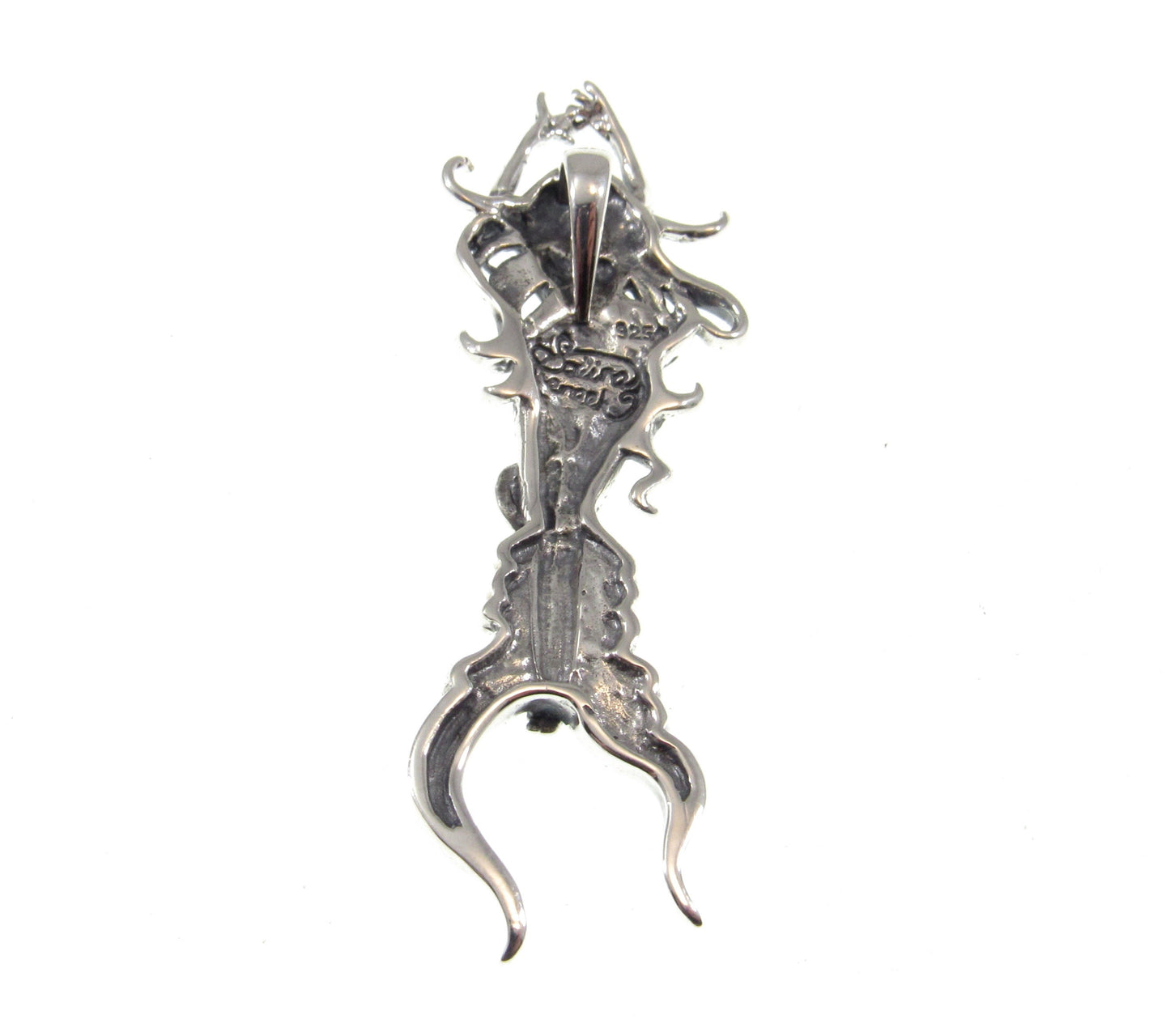 Solid 925 Sterling Silver Atlantis Mermaid Pendant with Green Enamel Tail, Designed by Artist Selina Fenech
