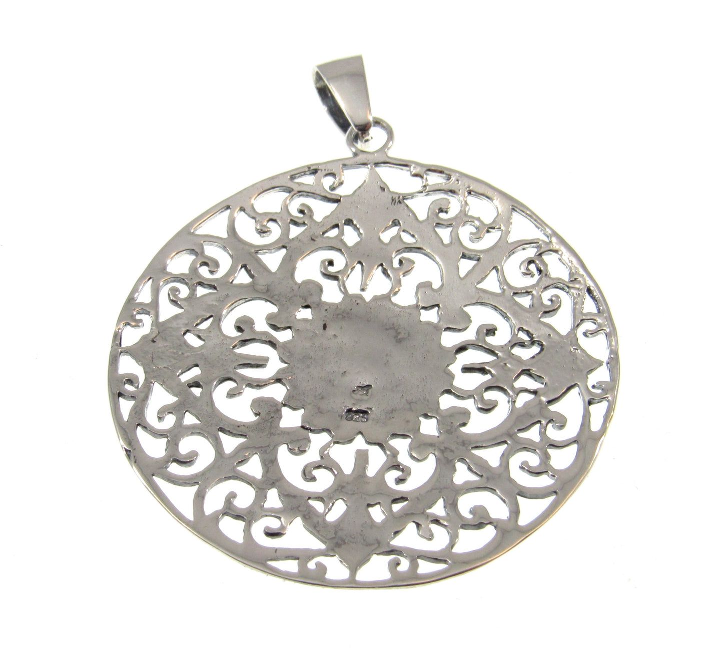 Solid 925 Sterling Silver Filigree Mandala Pendant – Bohemian Statement Piece, Sacred Geometry Jewelry, Ornate Vintage Style Flower Amulet