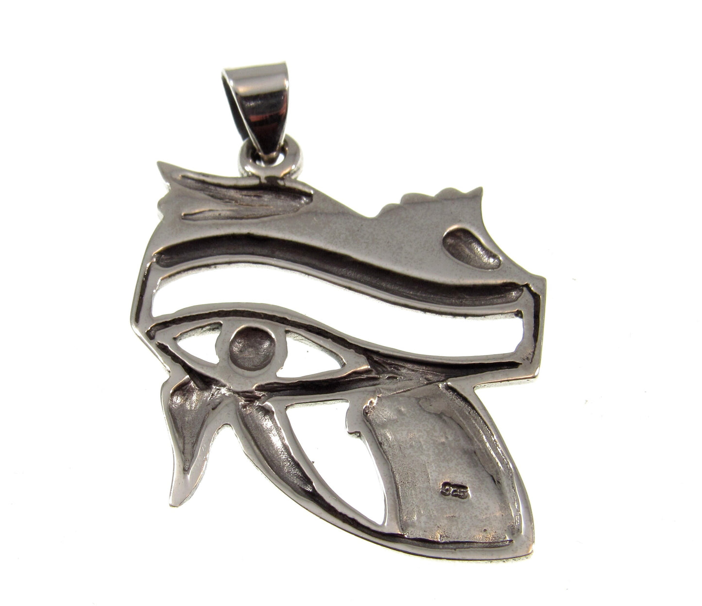 Solid 925 Sterling Silver Egyptian Eye of Horus Pendant, Protection Amulet, New Age Luciferian Third Eye