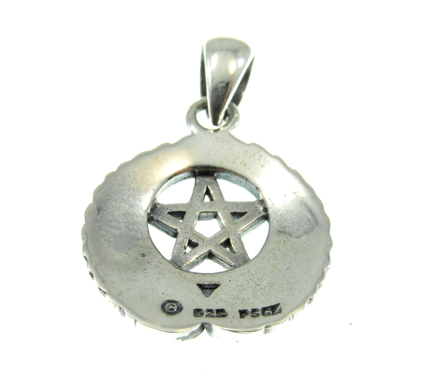 Solid 925 Sterling Silver Falcon Wing Pentacle Pendant, Powerful Pagan & Wiccan Charm