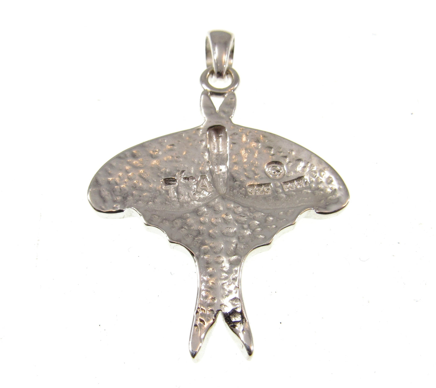 Solid 925 Sterling Silver and Green Enamel Luna Moth Pendant by Renown Artist & Clairvoyant Ted Andrews