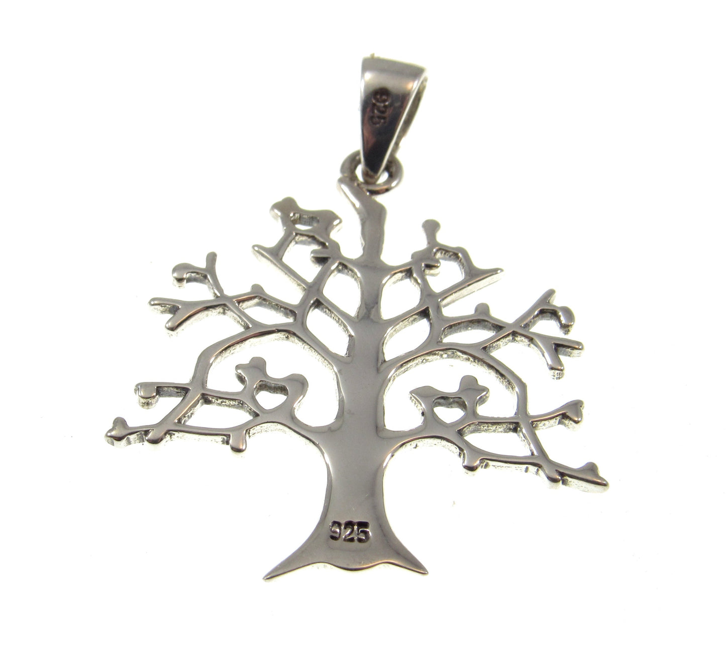 Solid 925 Sterling Silver Cut Out Carved Out Celtic Tree of Life Yggdrasil Pendant