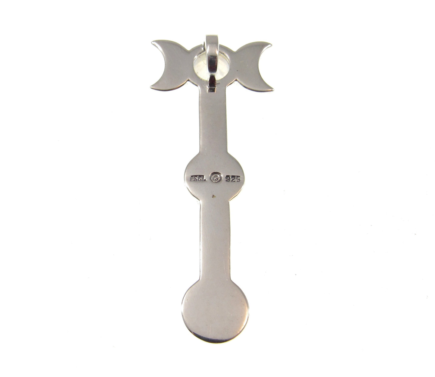Solid 925 Sterling Silver Triple Moon Goddess Moonstone Pendant – Wiccan Pagan Lunar Symbol Amulet