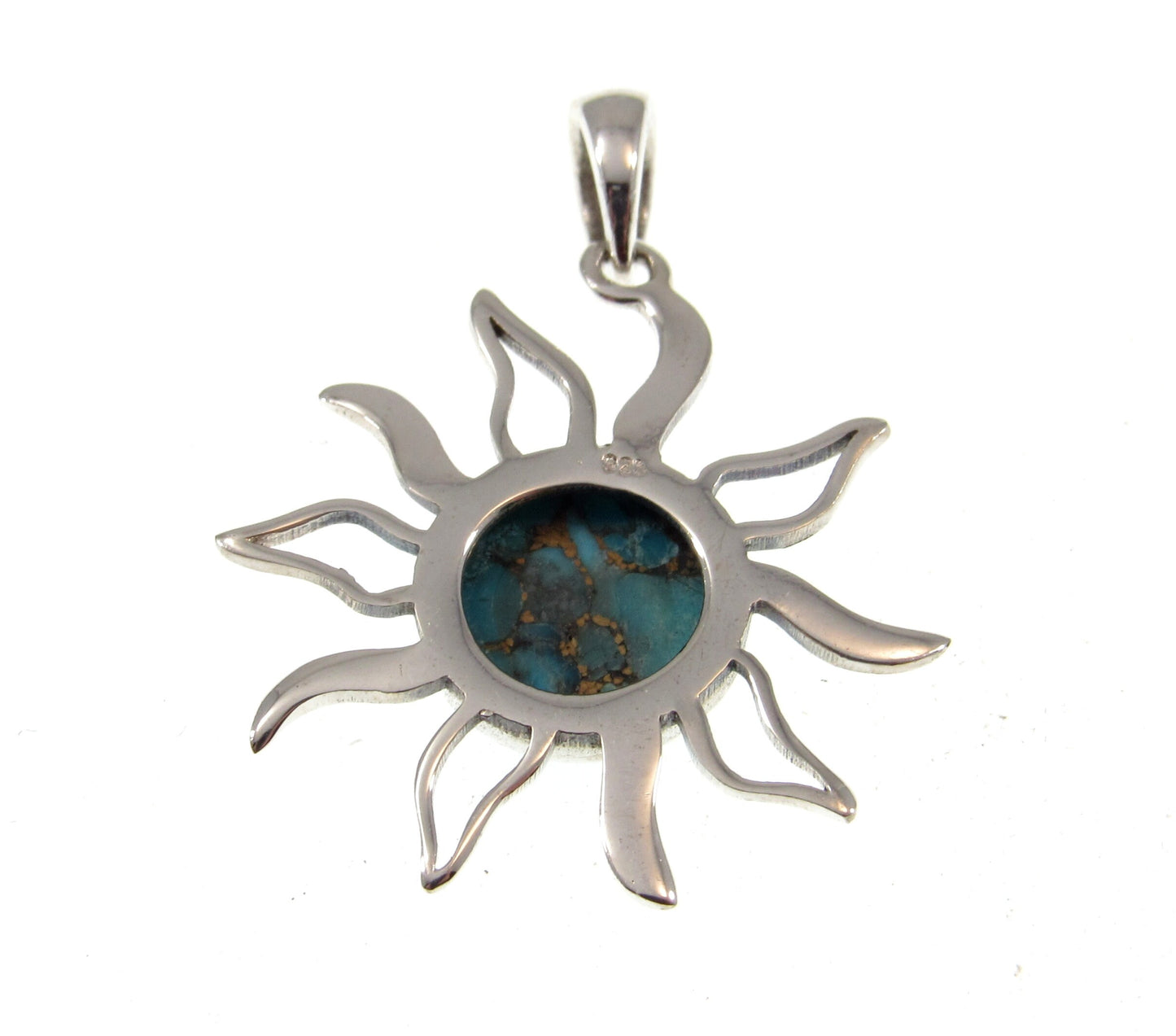 Solid 925 Sterling Silver Sunburst Pendant – Amethyst, Moonstone, or Copper Turquoise – Celestial Solar Jewelry, Witchy Protection Amulet