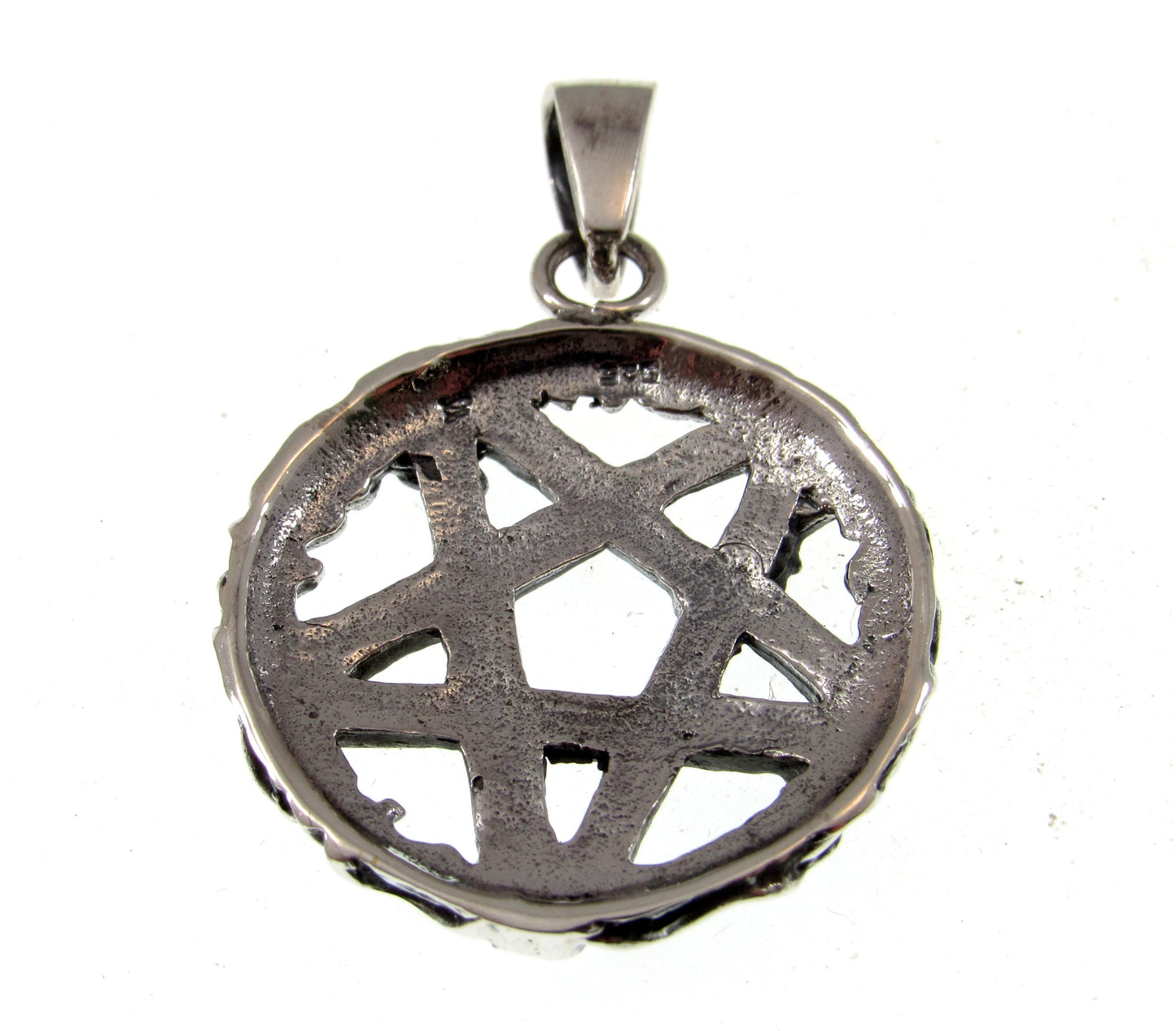 Solid 925 Sterling Silver Twisted Branches Inverted Pentagram Pentacle Pendant – Tree of Life Star