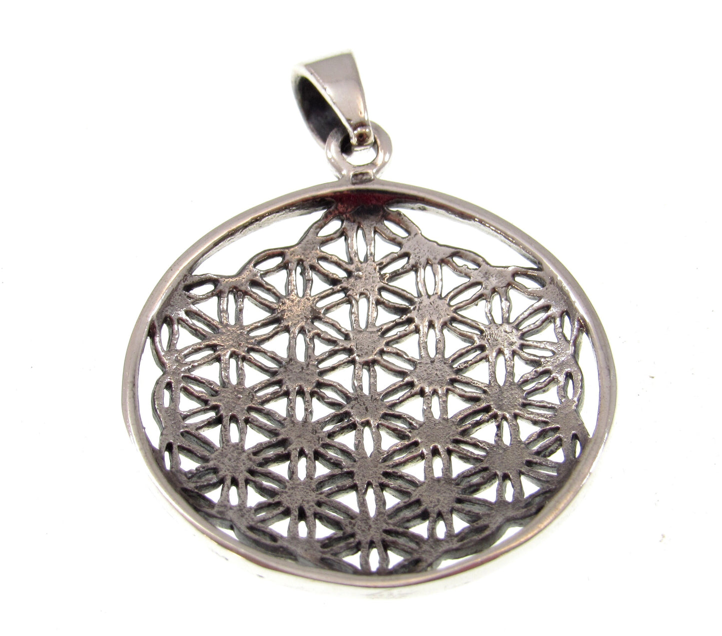 Solid Sterling Silver Flower of Life Pendant – Sacred Geometry Necklace, Boho Spiritual Jewelry, Handcrafted Silver Charm