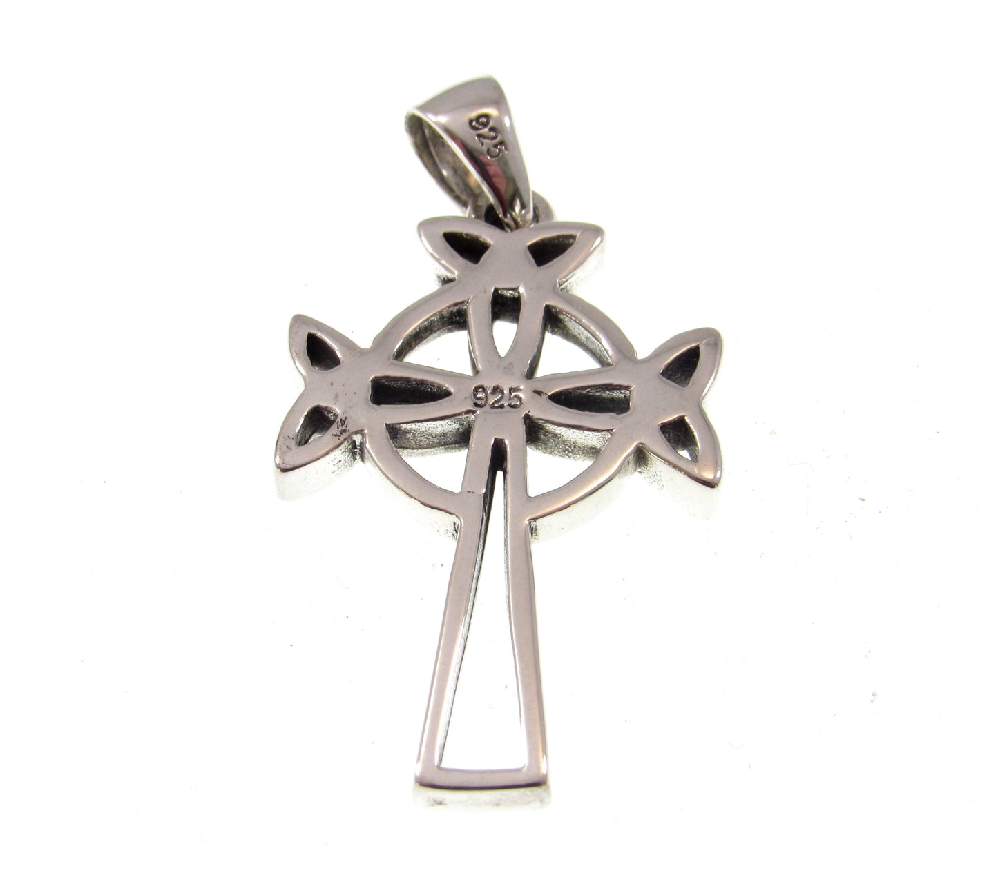 Solid 925 Sterling Silver Celtic Triple Trinity Knot Cross Pendant, Holy Trinity Religious Jewelry
