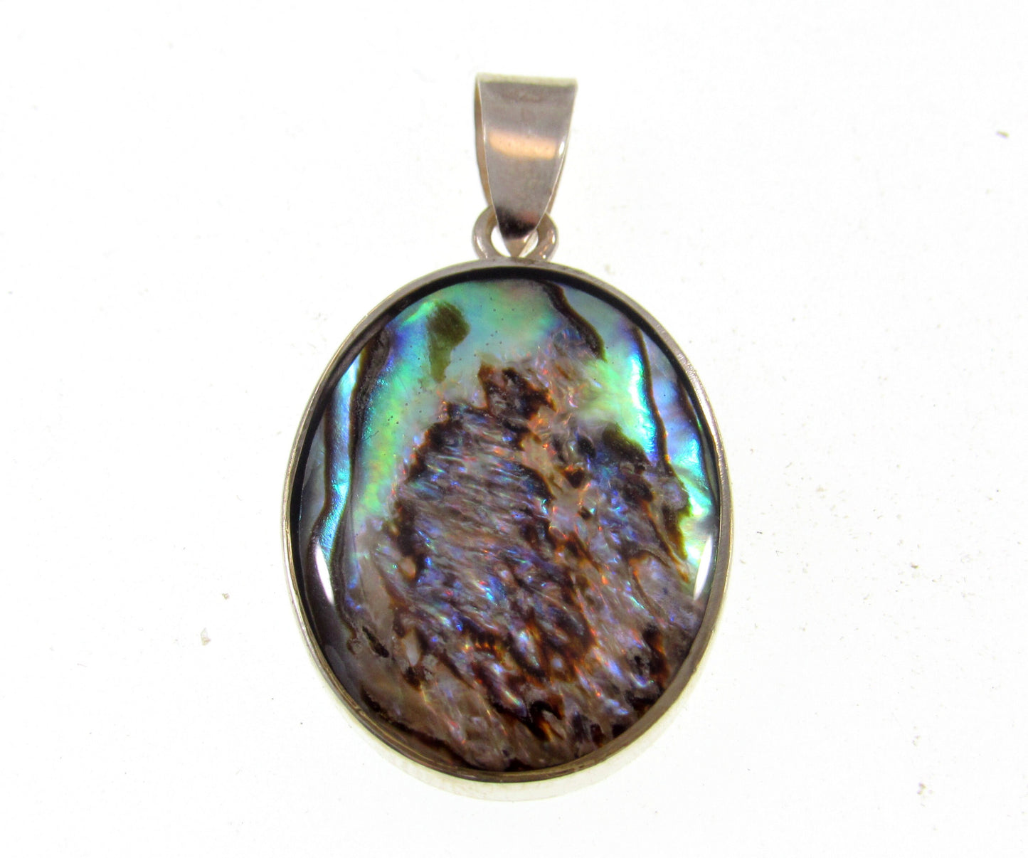 Solid 925 Sterling Silver Om Aum Pendant with Mother of Pearl or Abalone Shell, Handcrafted Healing/Protection Amulet