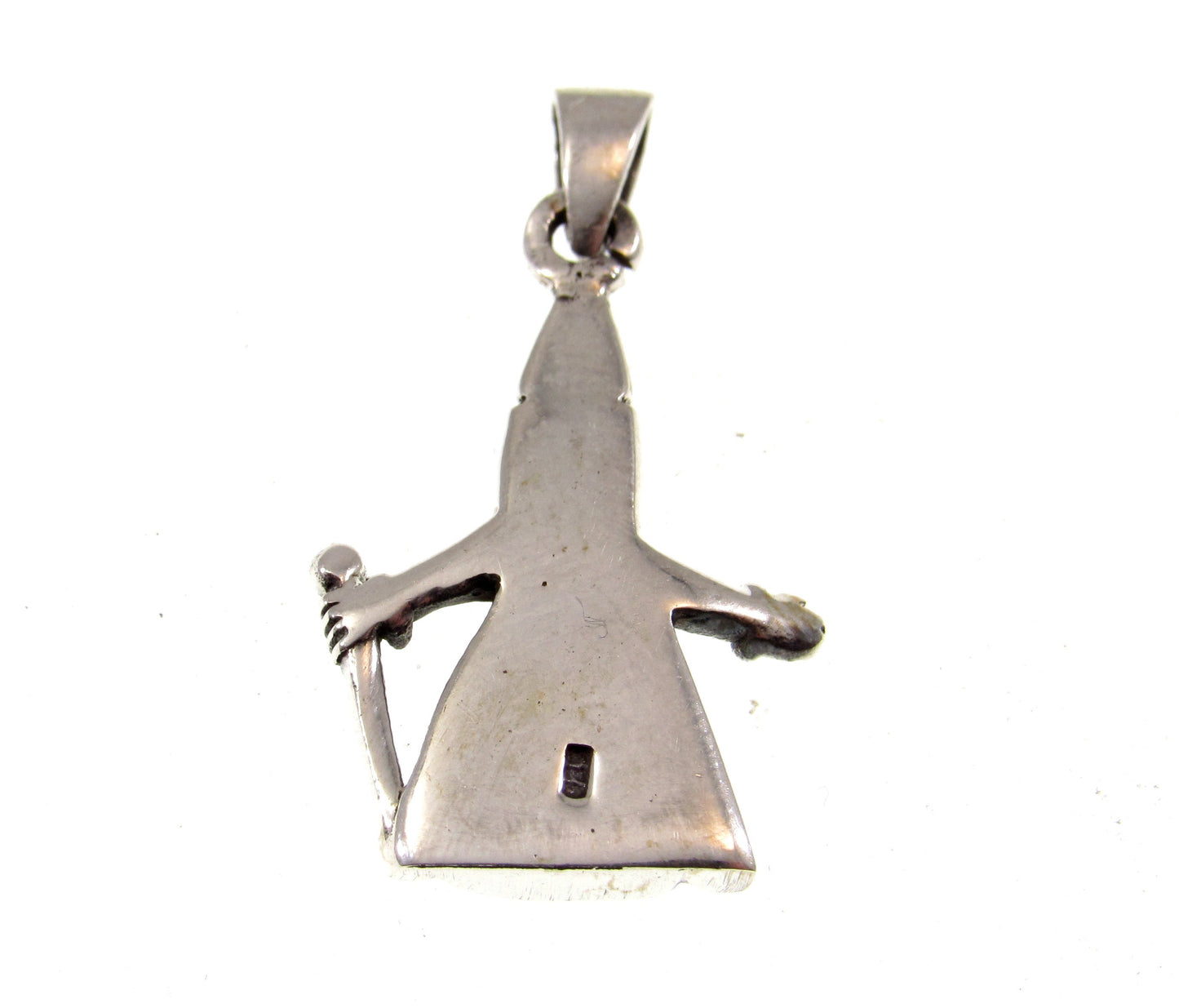 Solid 925 Sterling Silver Wizard With Magic Staff & Cloak Pendant, Handcrafted Moon and Stars Jewelry