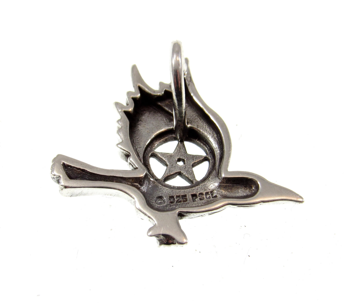 Solid 925 Sterling Silver Raven Pentacle Charm, Handcrafted Magical Pagan Wiccan Pendant