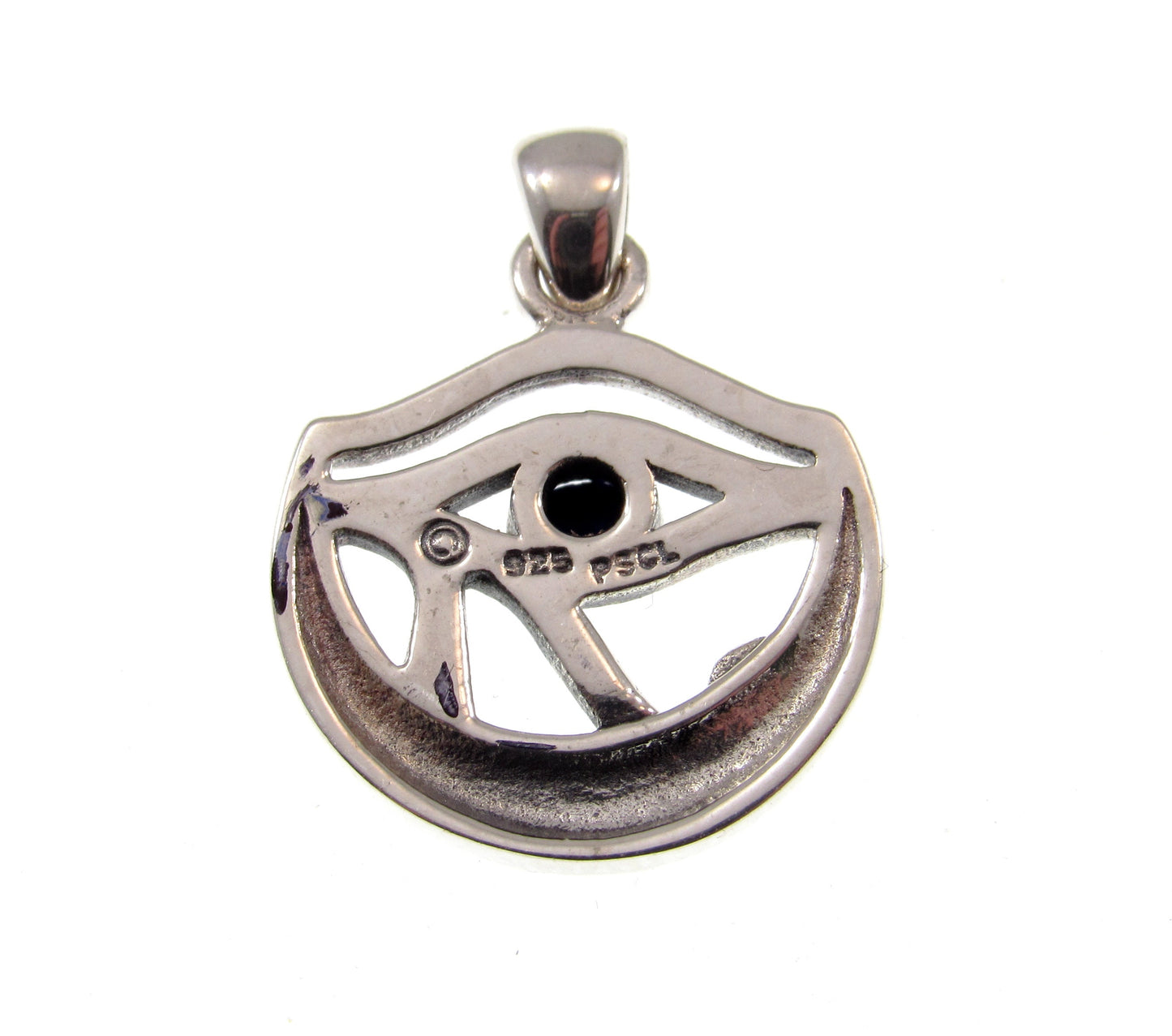 Solid 925 Sterling Silver Eye of Horus Pendant and Celtic Knot Crescent Moon With Lapis Lazuli Gemstone