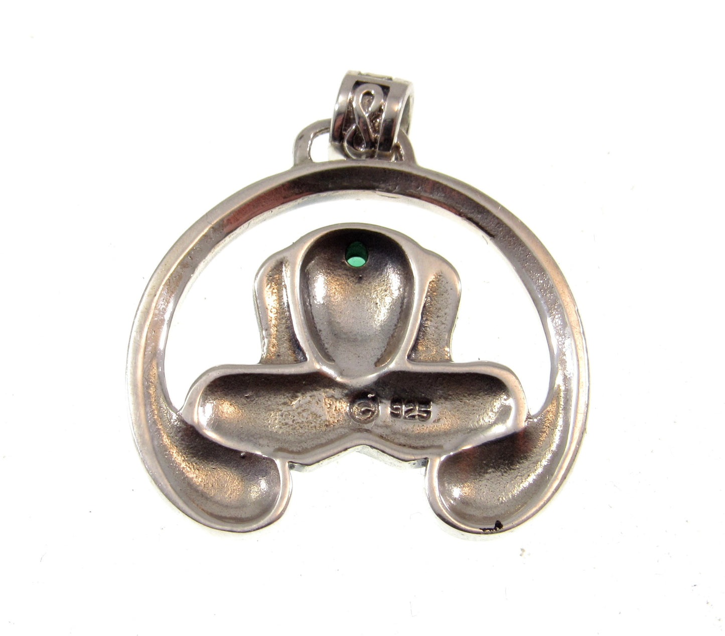 Solid 925 Sterling Silver Celtic Goddess ANU Pendant with Natural Green Agate, Irish Mother of the Gods Ana Amulet