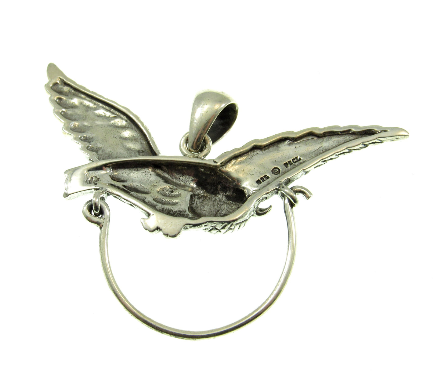 Solid 925 Sterling Silver Charm Holder Barn Owl Pendant, Magical Pagan Symbol of Protection, Handcrafted Spirit Guide Animal Totem Hanger