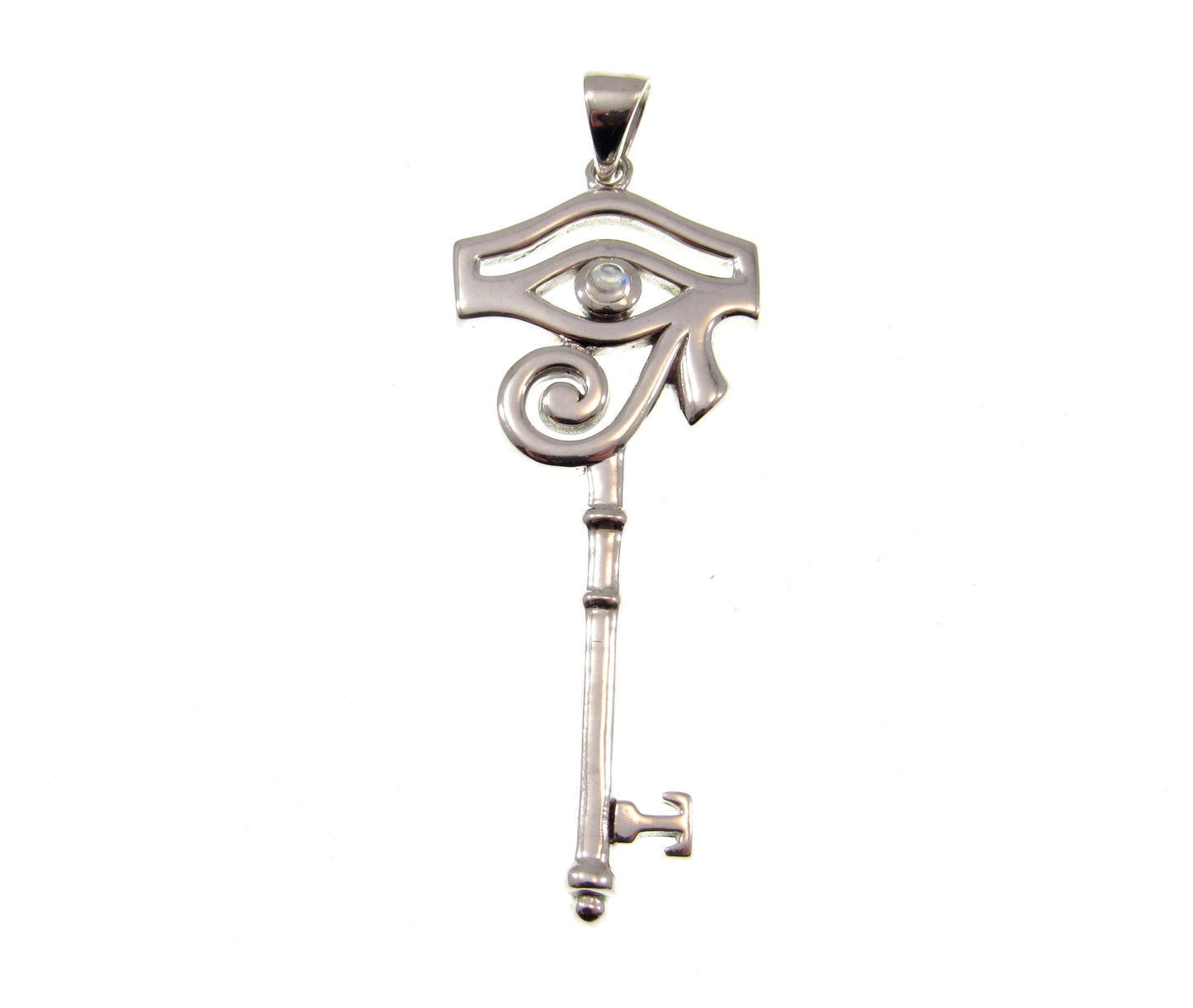Solid 925 Sterling Silver Eye of Horus Pendant, Spiritual Enchantment Key, Choose Gemstone: Amethyst Garnet Labradorite or Moonstone