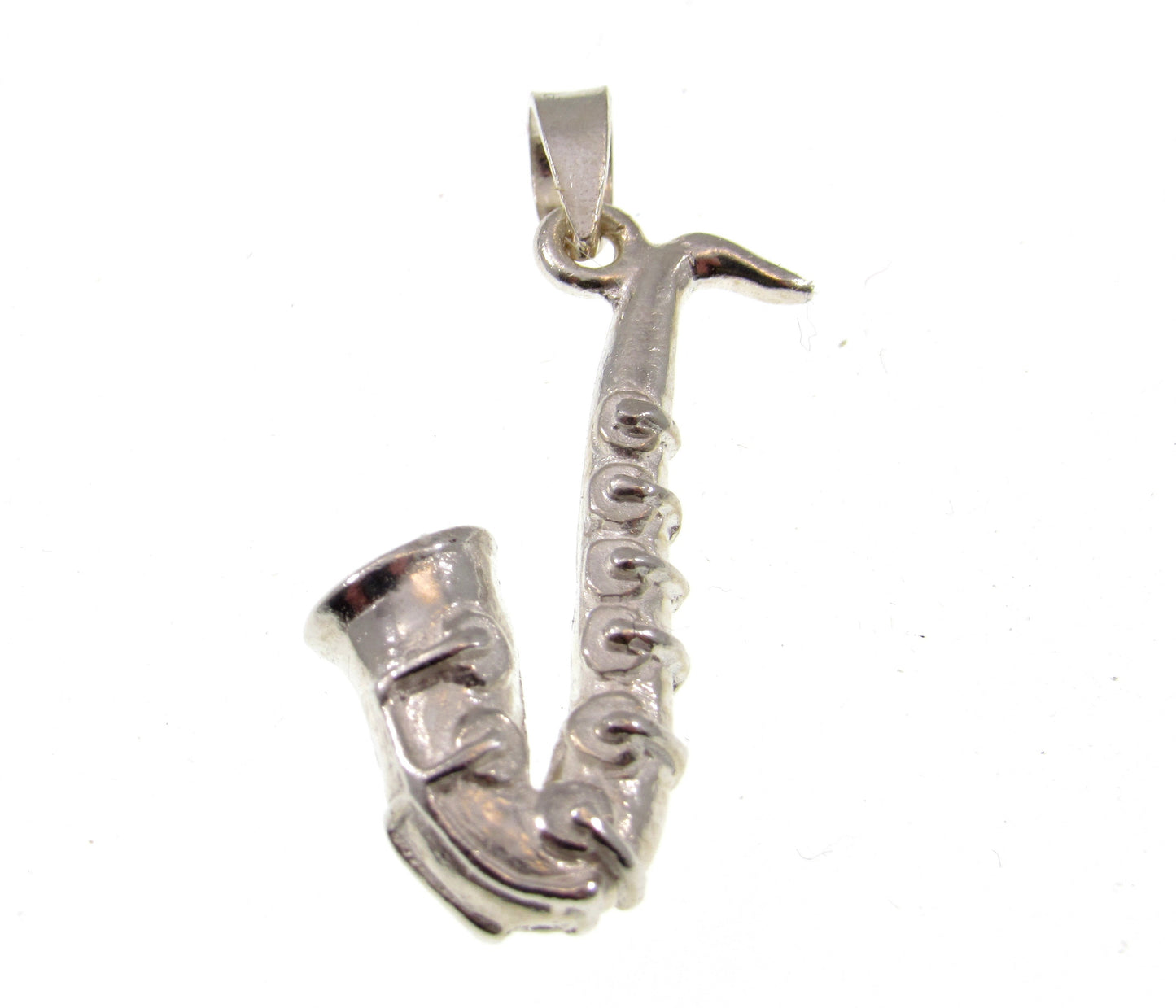 Solid 925 Sterling Silver Saxophone Pendant, Handcrafted Brass Instrument Musical Charm