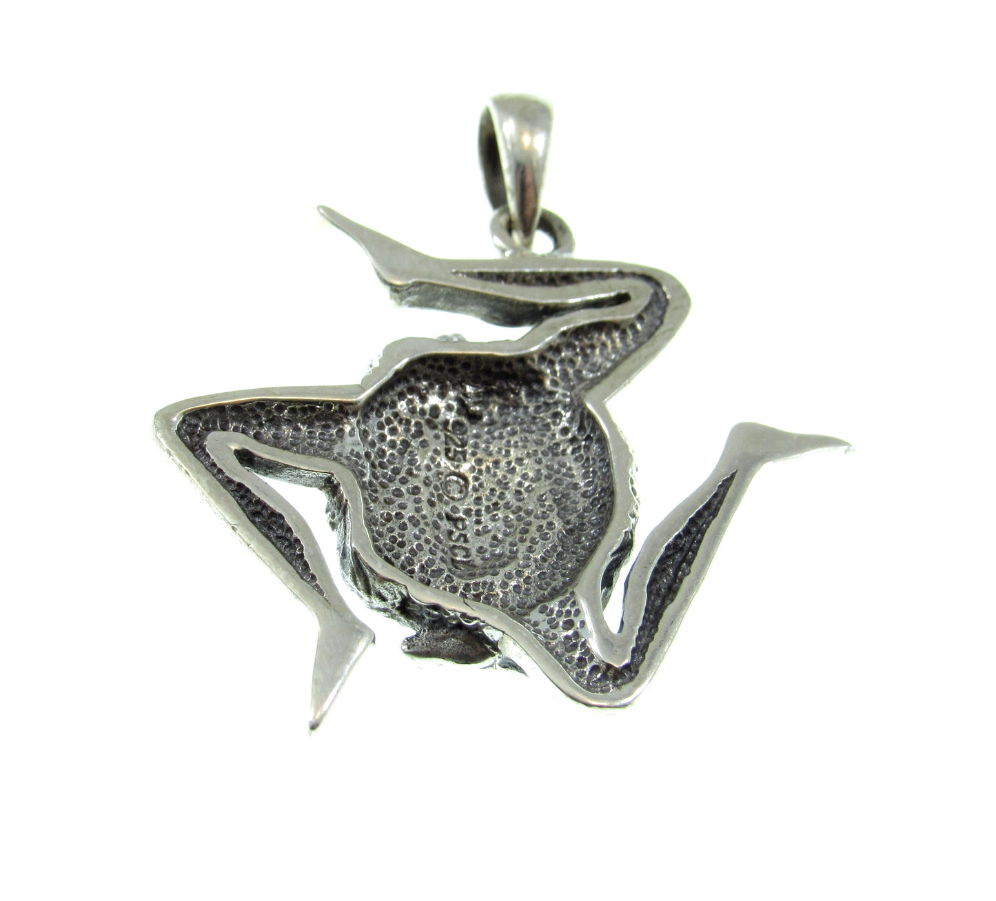 Solid 925 Sterling Silver Medusa / Sicilian Trinacria and Pentacle Star Pendant, Protection Amulet, Witch Talisman