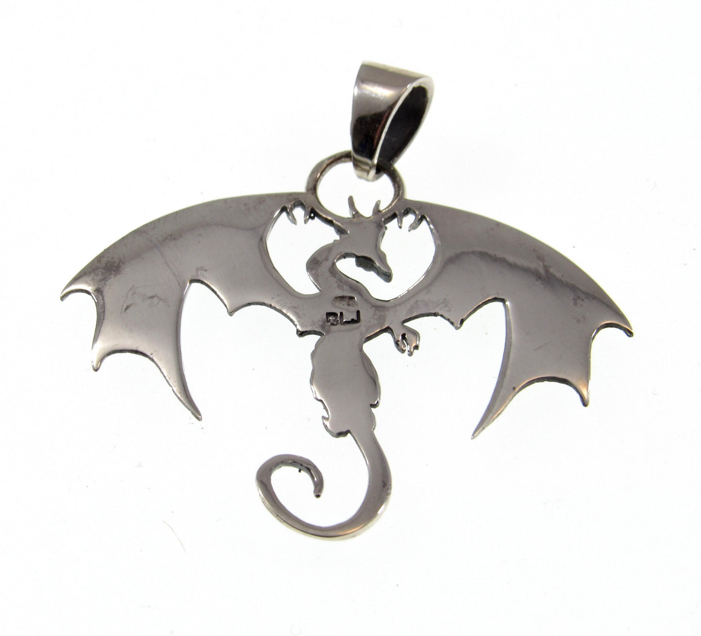 Solid 925 Sterling Silver Winged Guardian Dragon Protection Pendant, Handcrafted Fantasy Jewelry