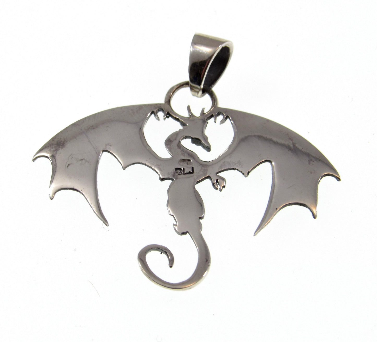 Solid 925 Sterling Silver Winged Guardian Dragon Protection Pendant, Handcrafted Fantasy Jewelry