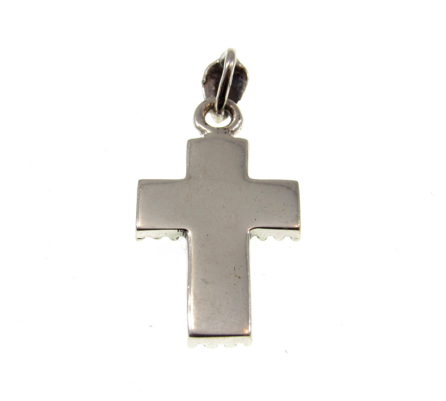 Solid 925 Sterling Silver Studded Cross - Textured Pendant, Handcrafted Religious Jewelry, Minimalist Christian Necklace Charm