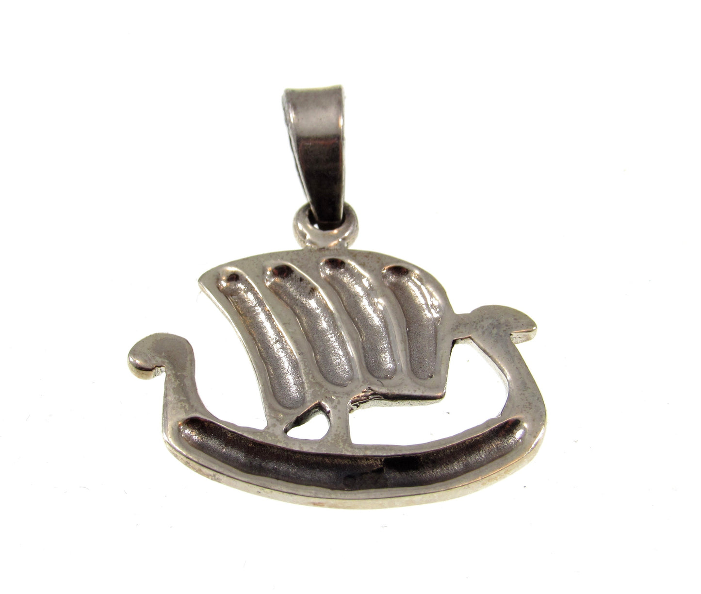 Solid 925 Sterling Silver Viking Ship Pendant – Nordic Longboat Charm with Dragon Prow and Billowing Sail, Norse Maritime Jewelry