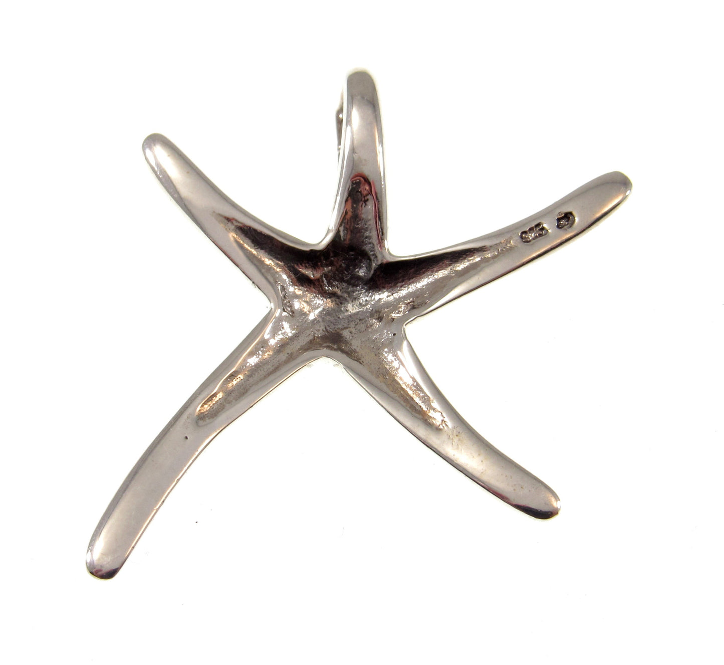 Solid 925 Sterling Silver Starfish Slide Pendant, Polished Sea Life Jewelry, Choose Size: Medium or Large, Nautical Beachcore Jewelry