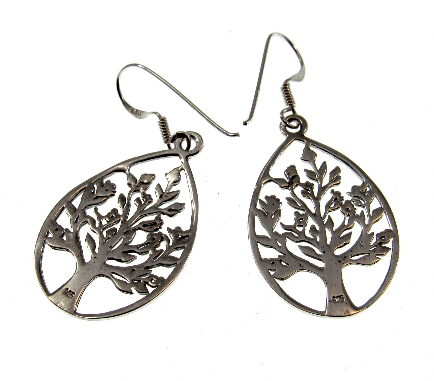 Solid 925 Sterling Silver Tree of Life Earrings, Drop Dangle Hook Earrings, Yggdrasil Sacred Tree Jewelry, Celtic Forestcore Fairycore Gift