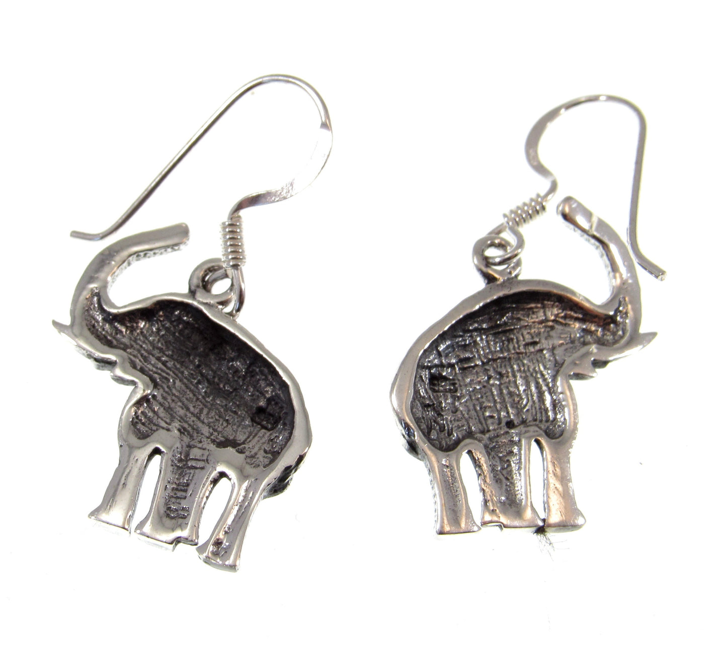 Solid 925 Sterling Silver Elephant Earrings – Detailed Safari Wildlife Dangle Jewelry – Handcrafted Silver Animal Lover Gift for Women