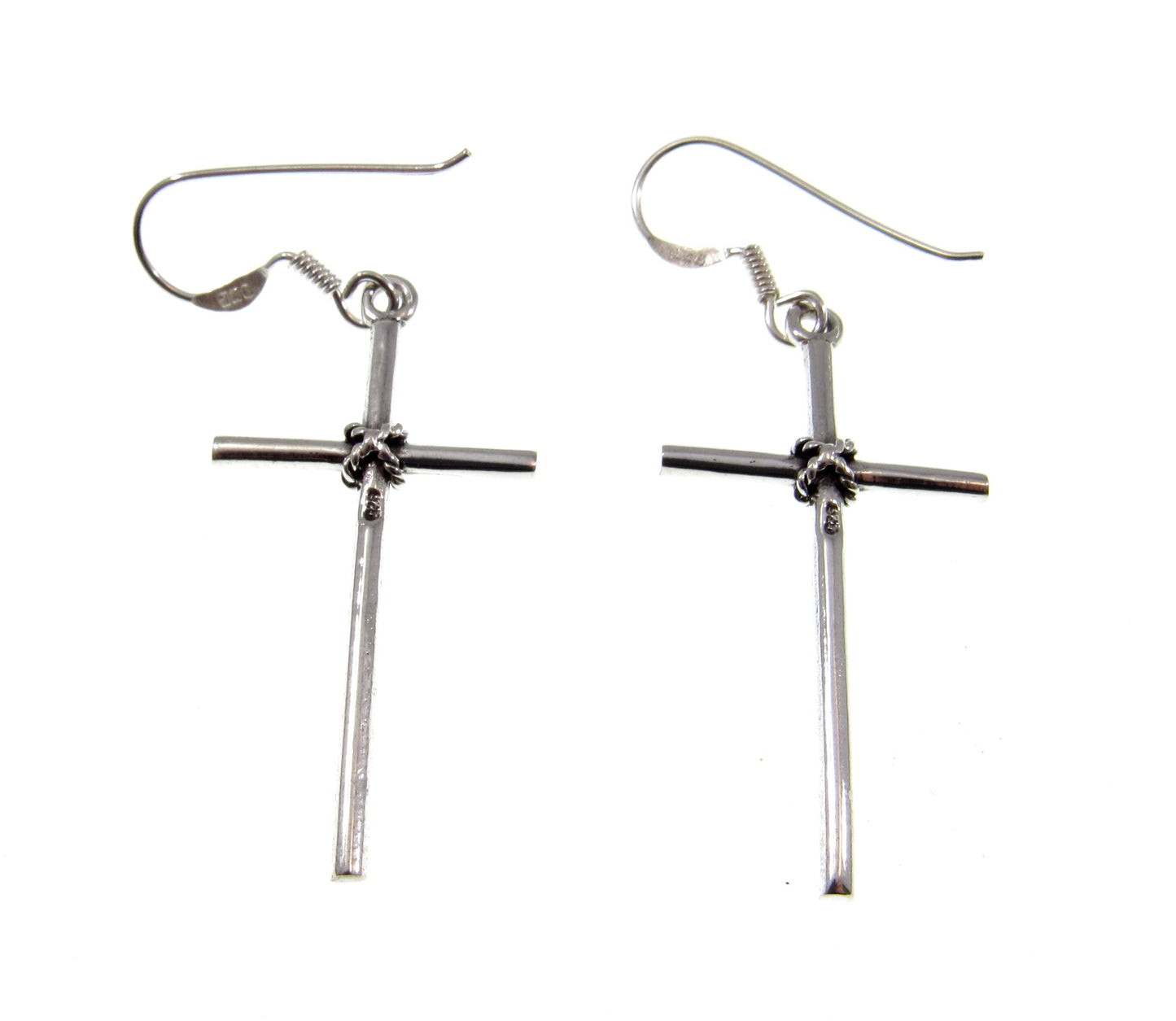 Solid 925 Sterling Silver Cross Earrings – Christian Jewelry, Faith Dangle Earrings, Religious Gift for Women, Drop / Dangle / Hook Earrings