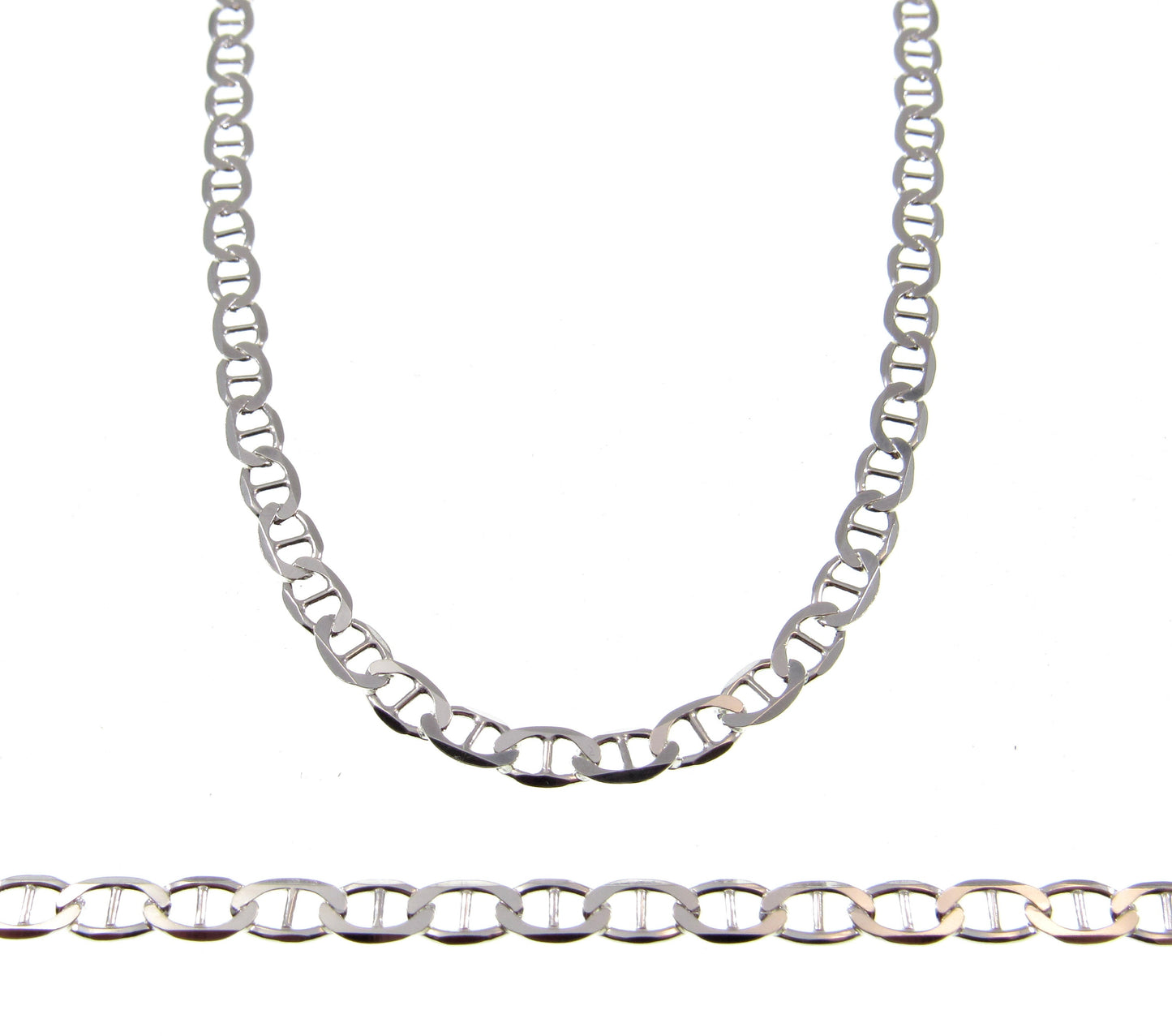 4.5MM 100 Gauge Solid 925 Sterling Silver Italian Mariner / Marina Chain, Made in Italy, Unisex Necklace or Bracelet, 7 - 30 Inches