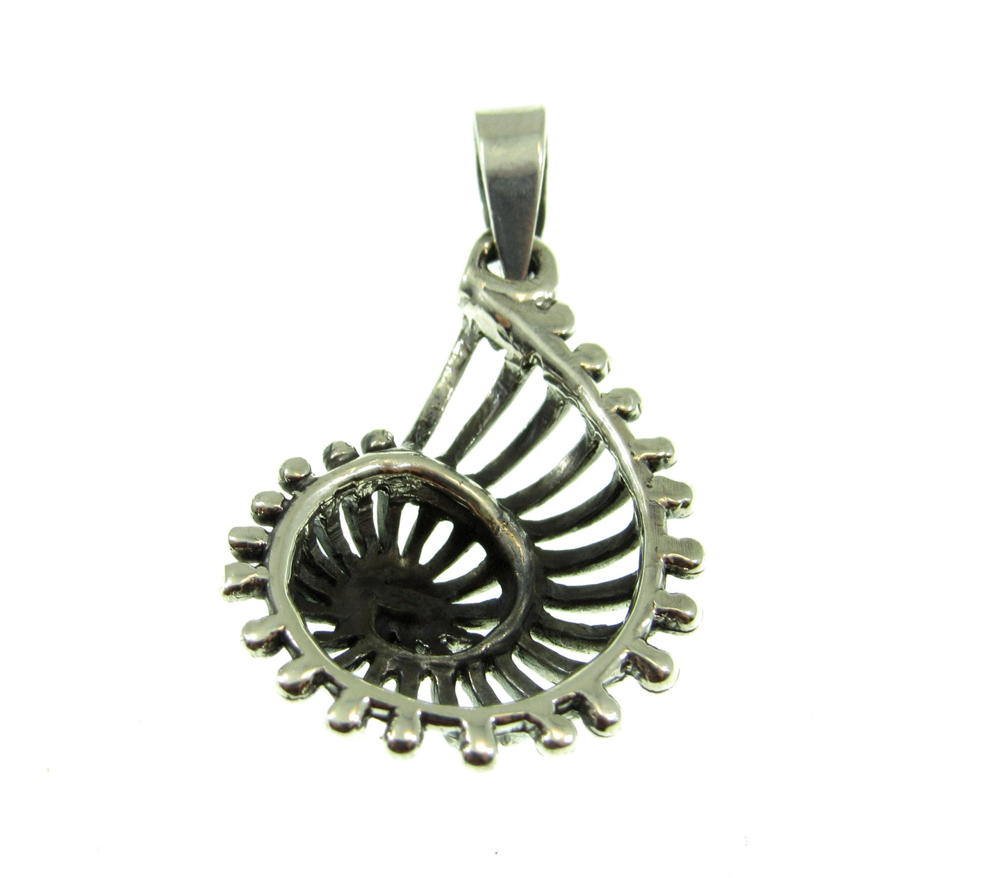 Solid 925 Sterling Silver Seashell Pendant, Spiral Nautilus Charm, Beachcomber Gift, Ocean Inspired Sea Life Charm, Summer Beach Jewelry